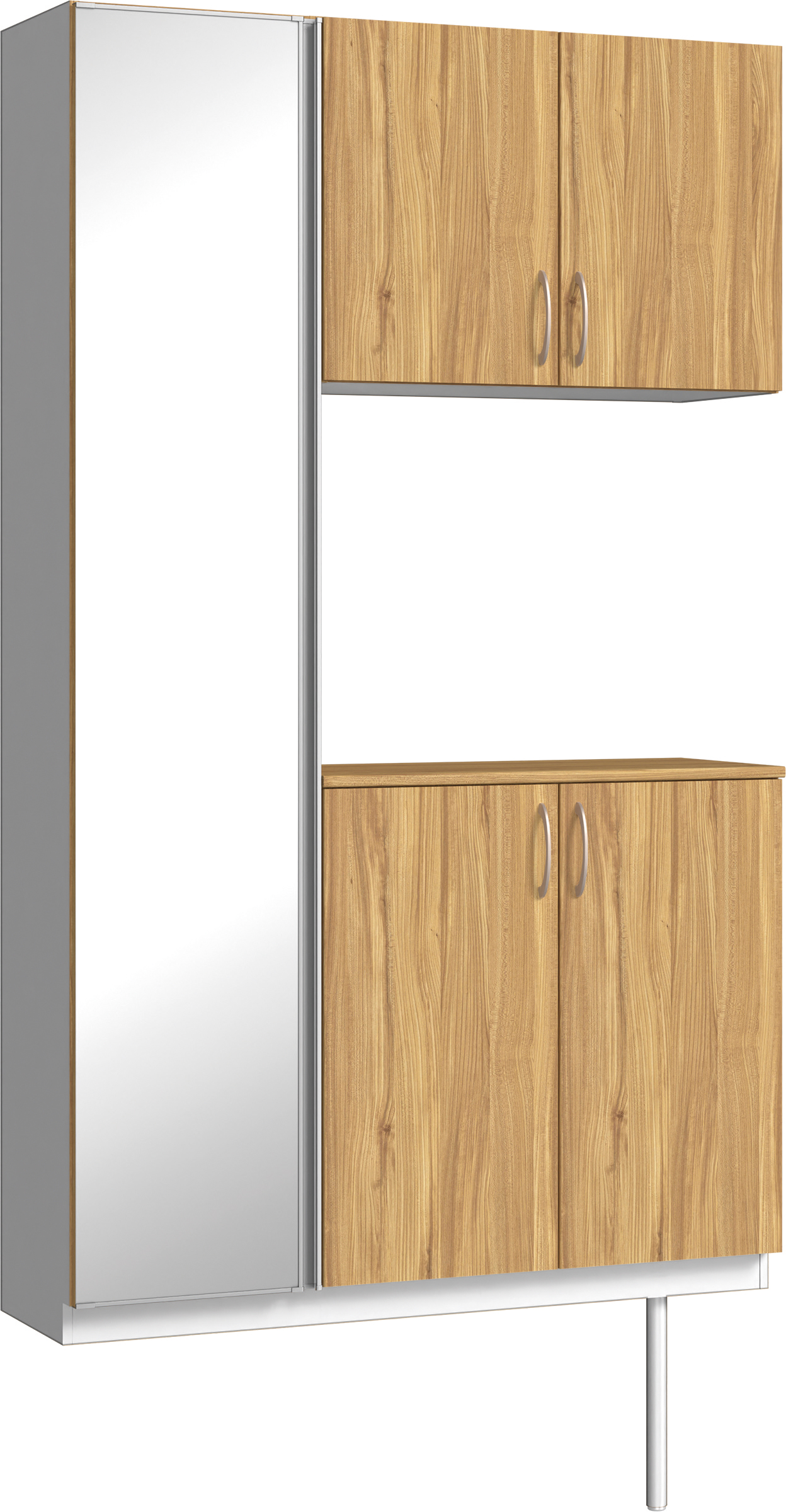 玄関収納　イエリア　開き戸ユニット　フラット　Ｓ９３　コの字ＰＬＡＮ　シューズ収納　ミラー扉　１２００幅　〈シナモンブラウン柄〉　ハンドルラウンド型〈Ｔシルバー色〉