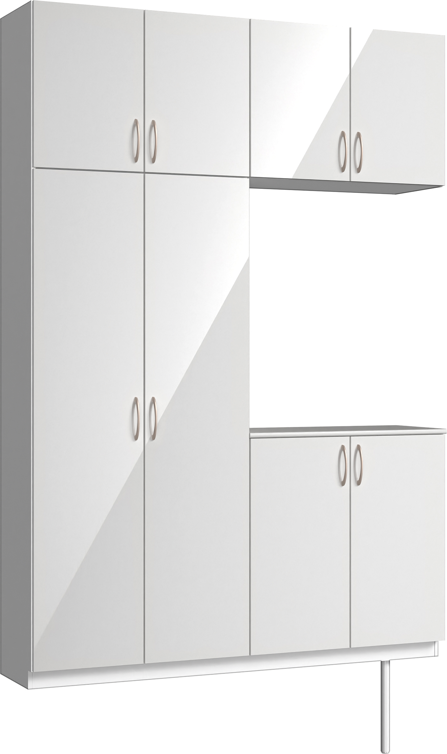 玄関収納　イエリア　開き戸ユニット　フラット　Ｓ４２　コの字ＰＬＡＮ　シューズ収納　パネル扉　１６００幅　〈ルミホワイト柄〉　ハンドルラウンド型〈Ｔシルバー色〉