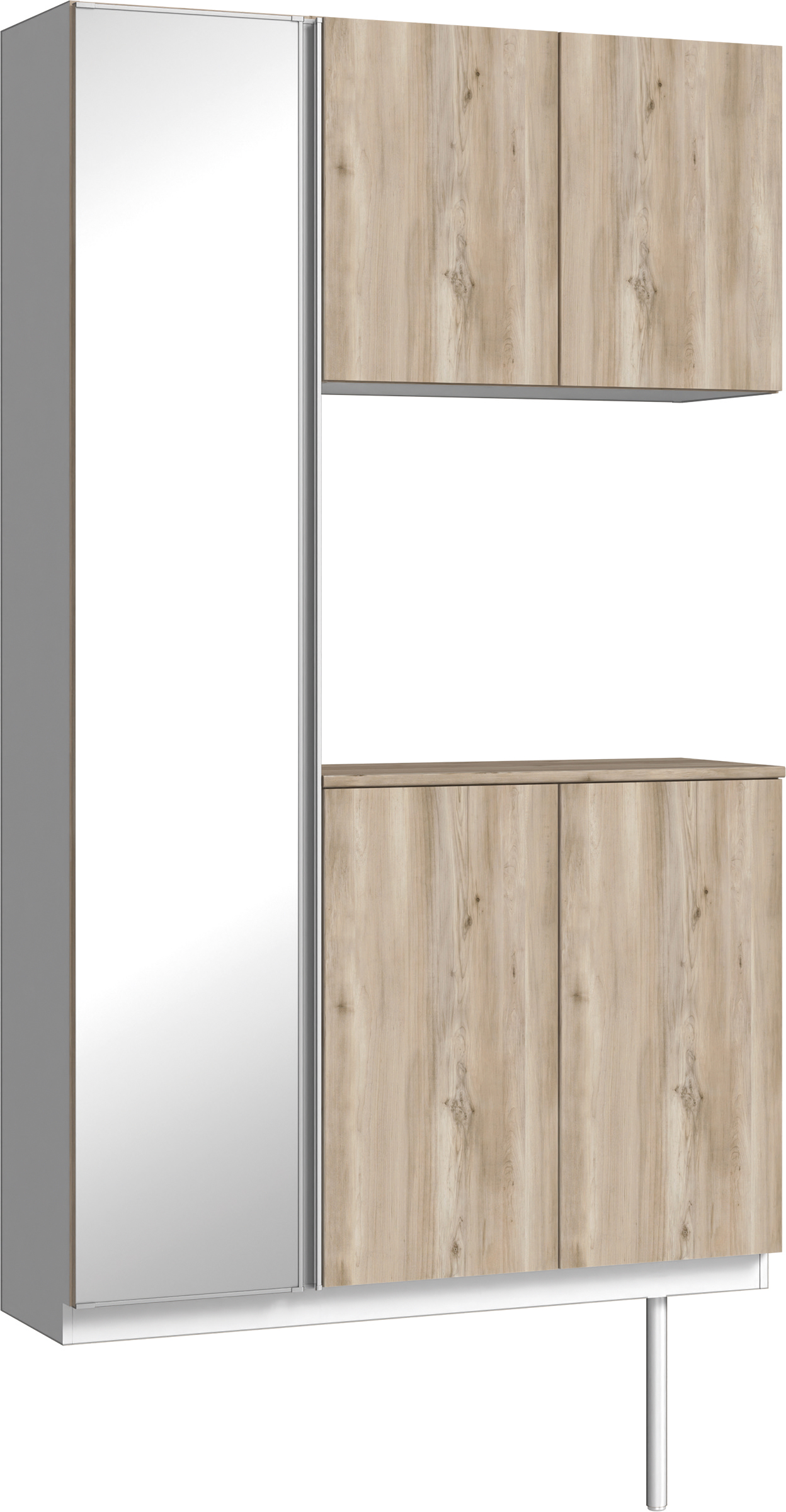 玄関収納　イエリア　開き戸ユニット　フラット　Ｓ９３　コの字ＰＬＡＮ　シューズ収納　ミラー扉　１２００幅　〈スモークグレー柄〉　ハンドルレス