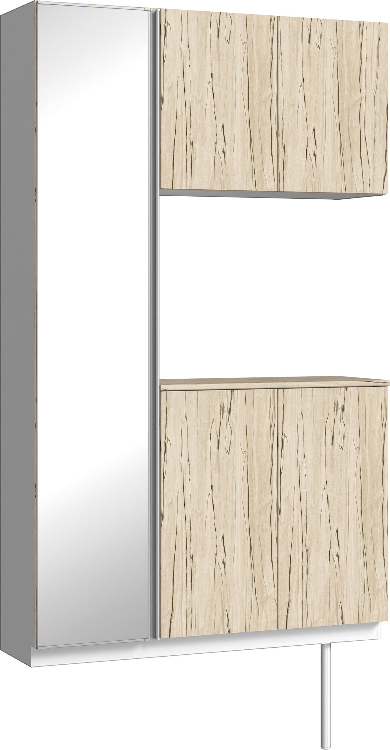 玄関収納　イエリア　開き戸ユニット　フラット　Ｓ９３　コの字ＰＬＡＮ　シューズ収納　ミラー扉　１２００幅　〈スロウベージュ柄〉　ハンドルレス