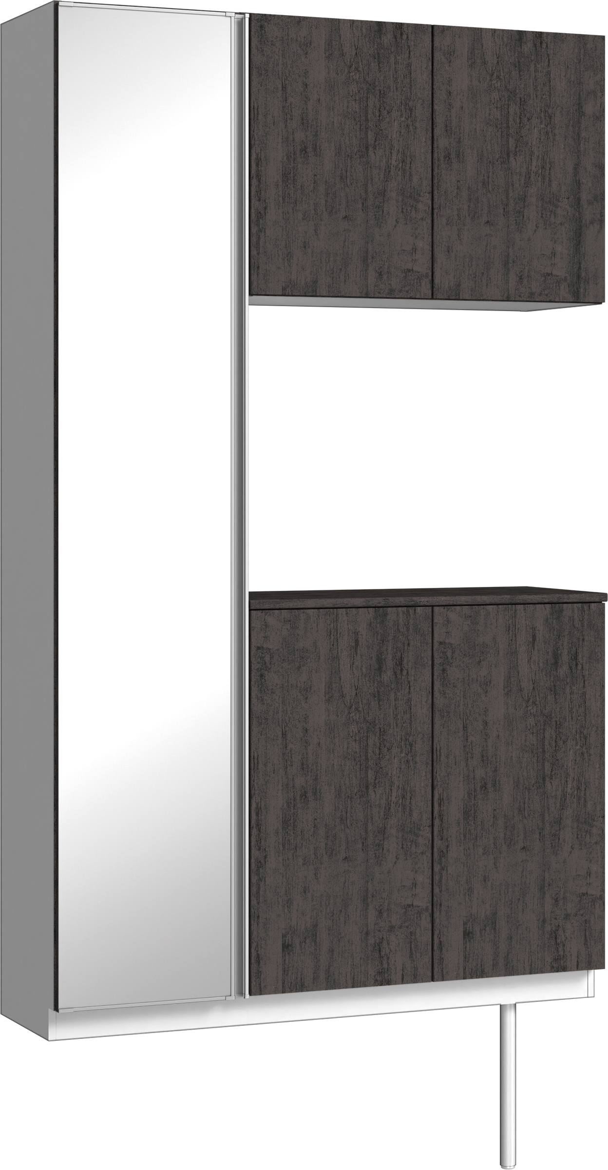 玄関収納　イエリア　開き戸ユニット　フラット　Ｓ９３　コの字ＰＬＡＮ　シューズ収納　ミラー扉　１２００幅　〈ドライブラック柄〉　ハンドルレス