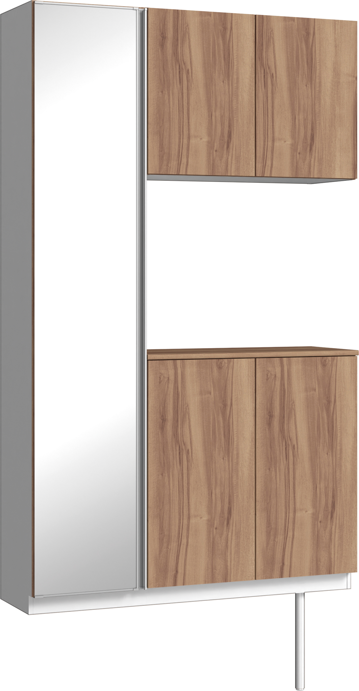 玄関収納　イエリア　開き戸ユニット　フラット　Ｓ９３　コの字ＰＬＡＮ　シューズ収納　ミラー扉　１２００幅　〈バームブラウン柄〉　ハンドルレス