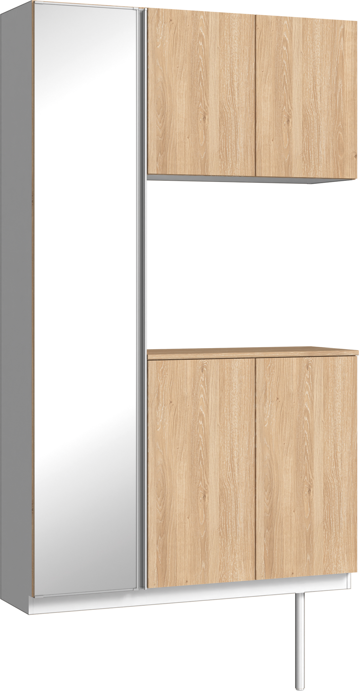 玄関収納　イエリア　開き戸ユニット　フラット　Ｓ９３　コの字ＰＬＡＮ　シューズ収納　ミラー扉　１２００幅　〈ミルキーオーカー柄〉　ハンドルレス