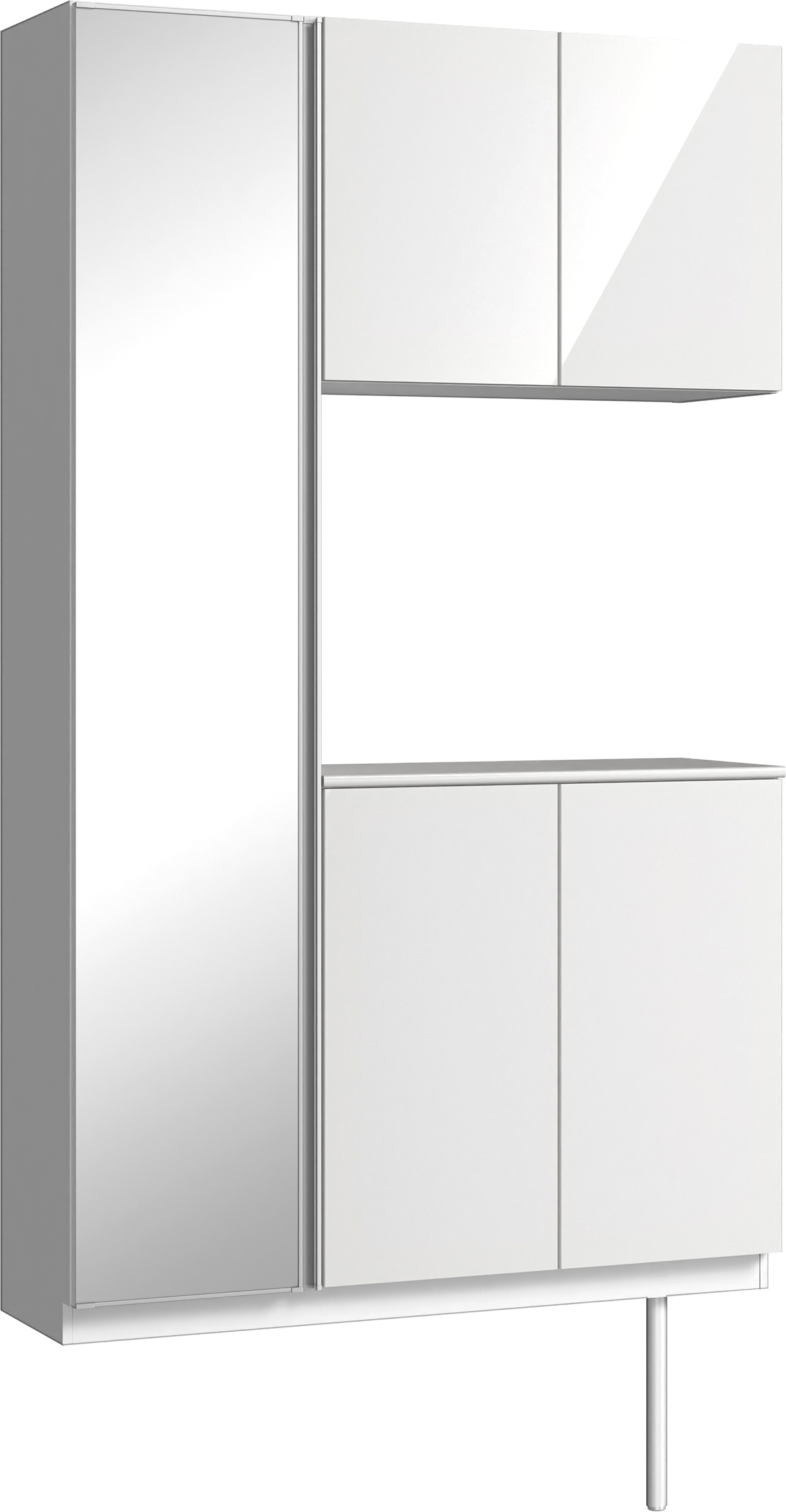 玄関収納　イエリア　開き戸ユニット　フラット　Ｓ９３　コの字ＰＬＡＮ　シューズ収納　ミラー扉　１２００幅　〈ルミホワイト柄〉　ハンドルレス