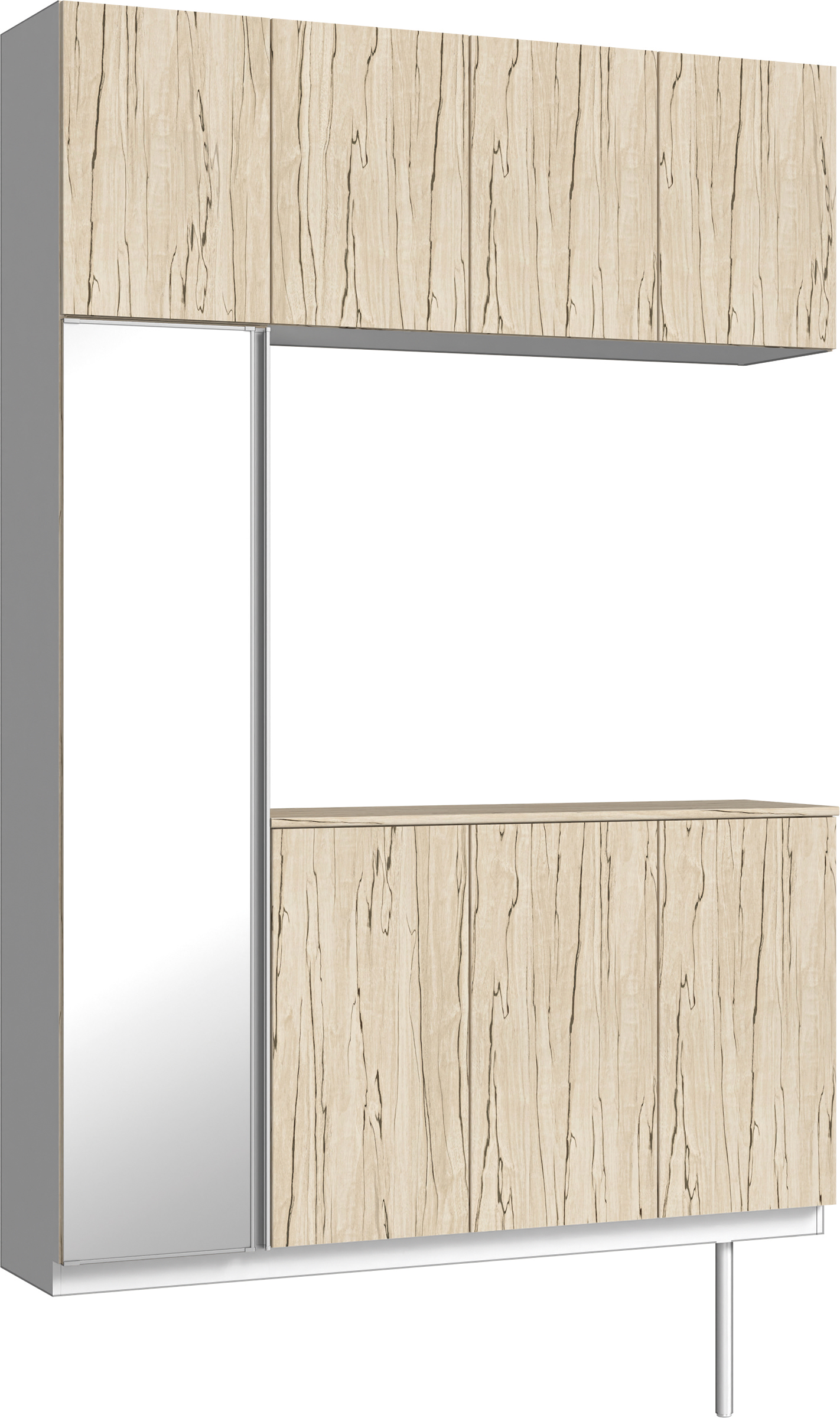 玄関収納　イエリア　開き戸ユニット　フラット　Ｓ４５　コの字ＰＬＡＮ　シューズ収納　ミラー扉　１６００幅　〈スロウベージュ柄〉　ハンドルレス