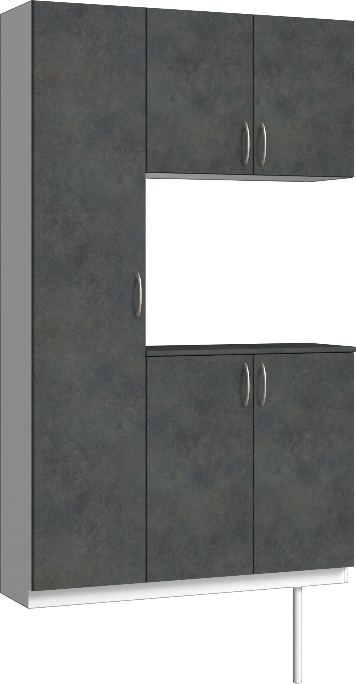 玄関収納　イエリア　開き戸ユニット　フラット　Ｓ９９　コの字ＰＬＡＮ　シューズ収納　パネル扉　１２００幅　〈アイアンブラック柄〉　ハンドルラウンド型〈Ｔシルバー色〉