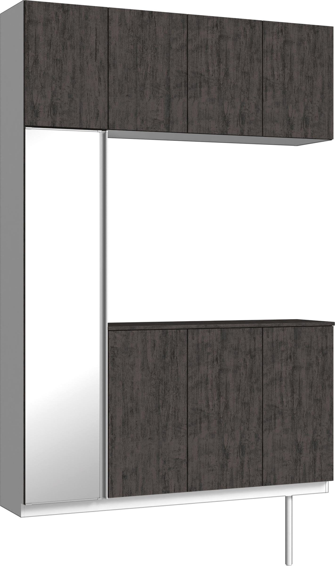 玄関収納　イエリア　開き戸ユニット　フラット　Ｓ４５　コの字ＰＬＡＮ　シューズ収納　ミラー扉　１６００幅　〈ドライブラック柄〉　ハンドルレス