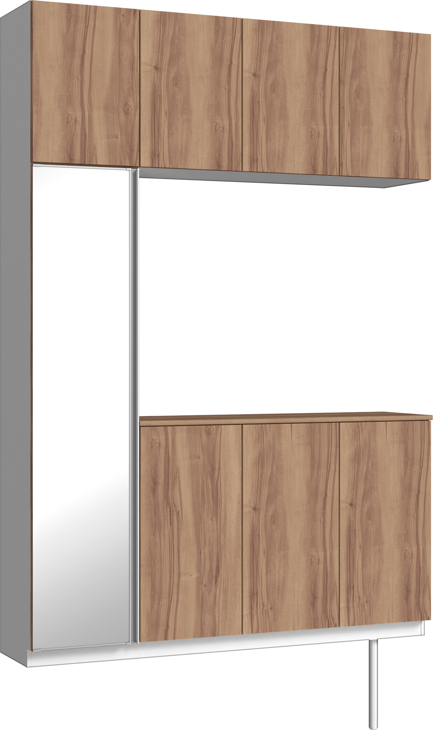 玄関収納　イエリア　開き戸ユニット　フラット　Ｓ４５　コの字ＰＬＡＮ　シューズ収納　ミラー扉　１６００幅　〈バームブラウン柄〉　ハンドルレス