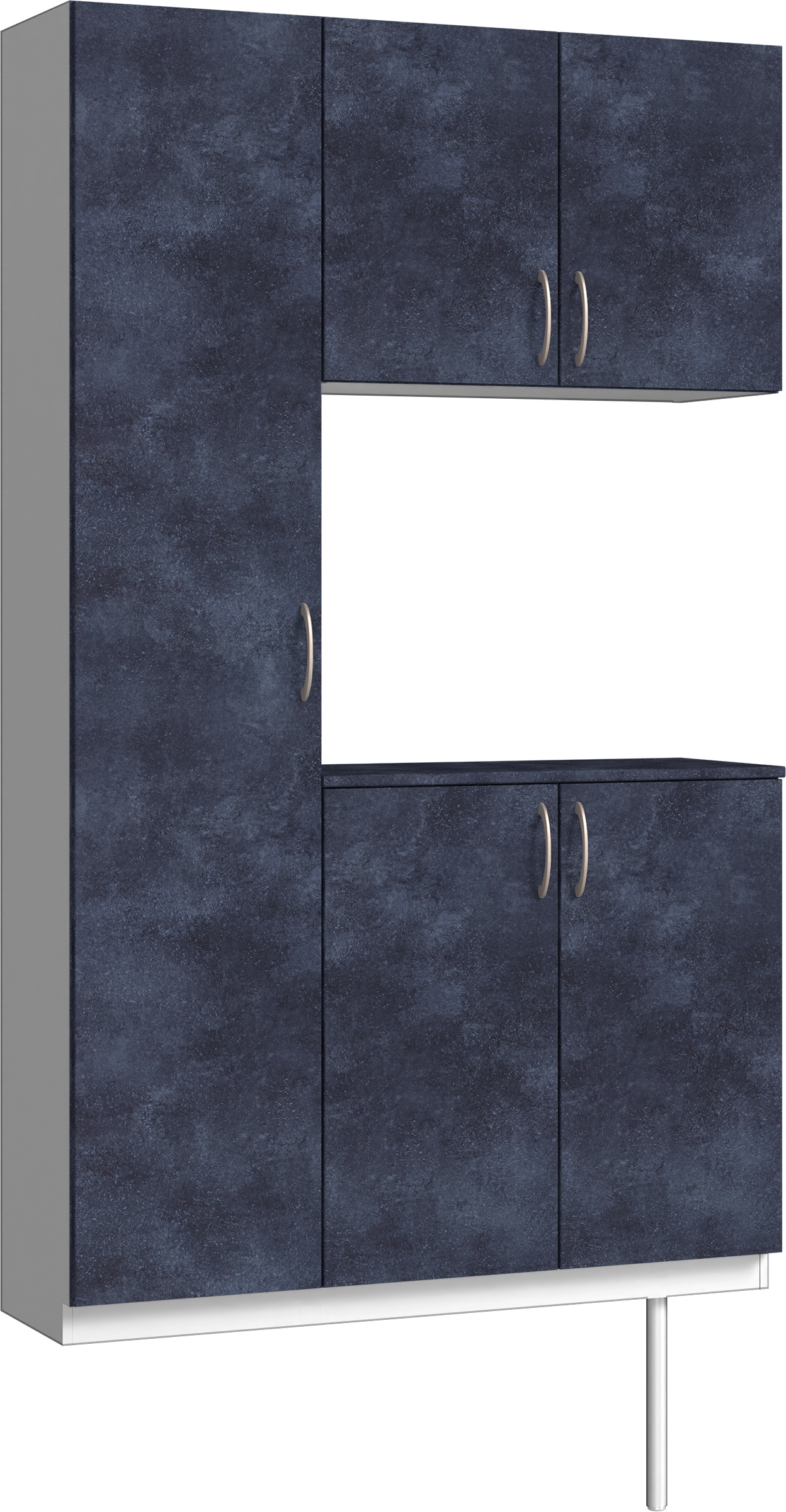 玄関収納　イエリア　開き戸ユニット　フラット　Ｓ９９　コの字ＰＬＡＮ　シューズ収納　パネル扉　１２００幅　〈コバルトブルー柄〉　ハンドルラウンド型〈Ｔシルバー色〉