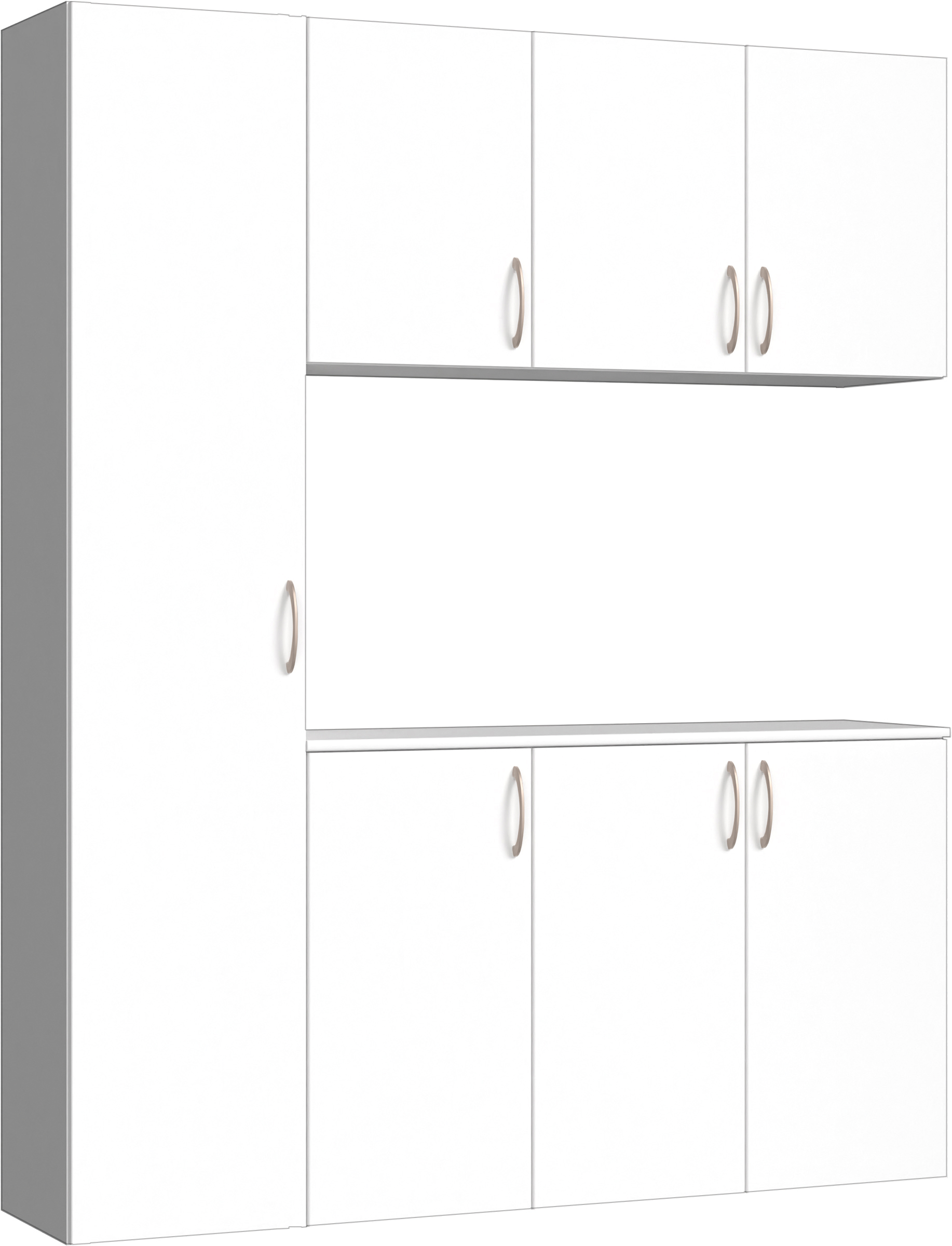 玄関収納　イエリア　開き戸ユニット　フラット縦木目　Ｓ８０　コの字ＰＬＡＮ　シューズ収納　ウッド扉　１６００幅　〈パウダーホワイト柄〉　ハンドルラウンド型〈Ｔシルバー色〉