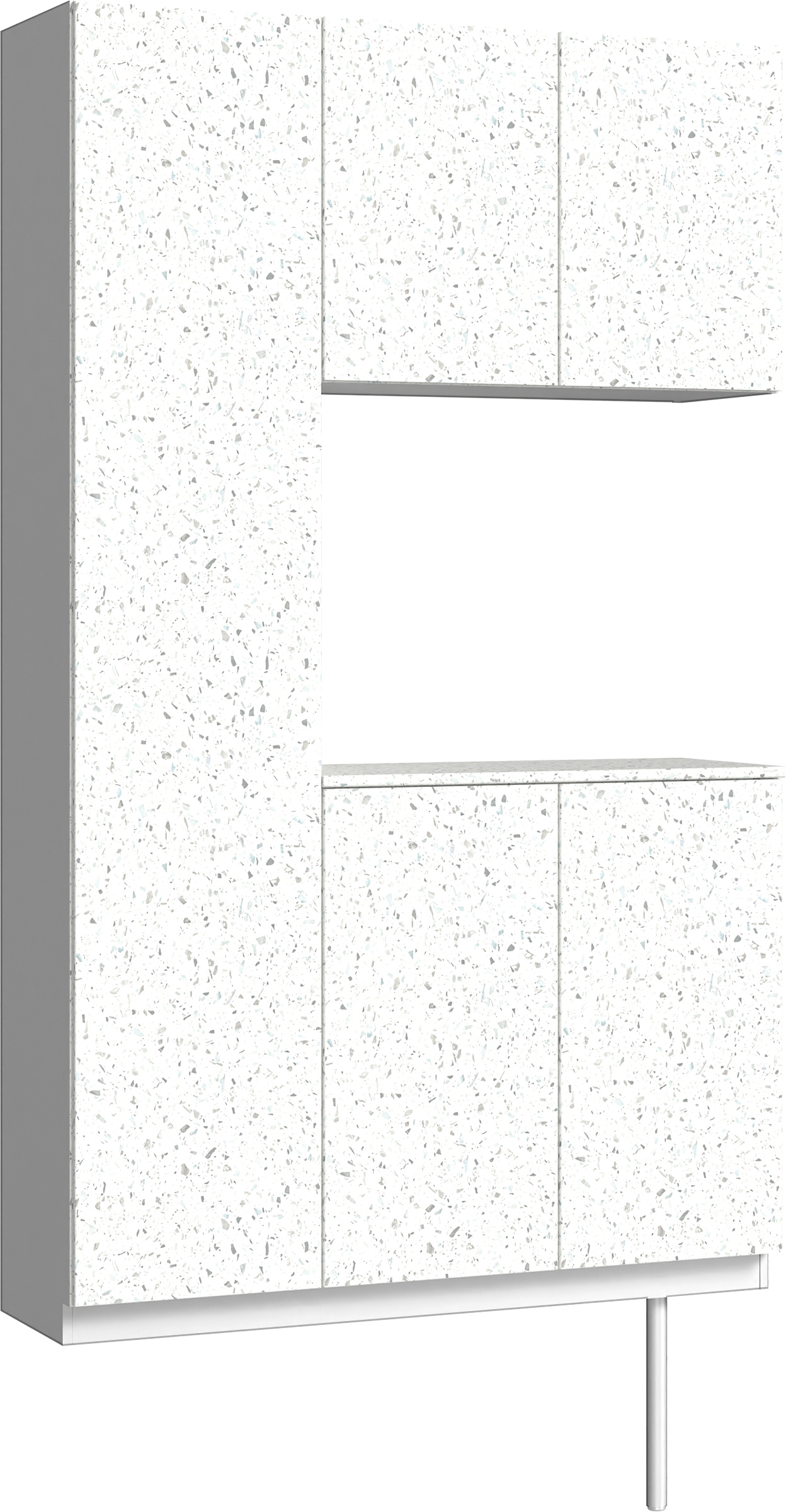 玄関収納　イエリア　開き戸ユニット　フラット　Ｓ９９　コの字ＰＬＡＮ　シューズ収納　パネル扉　１２００幅　〈テラゾホワイト柄〉　ハンドルレス