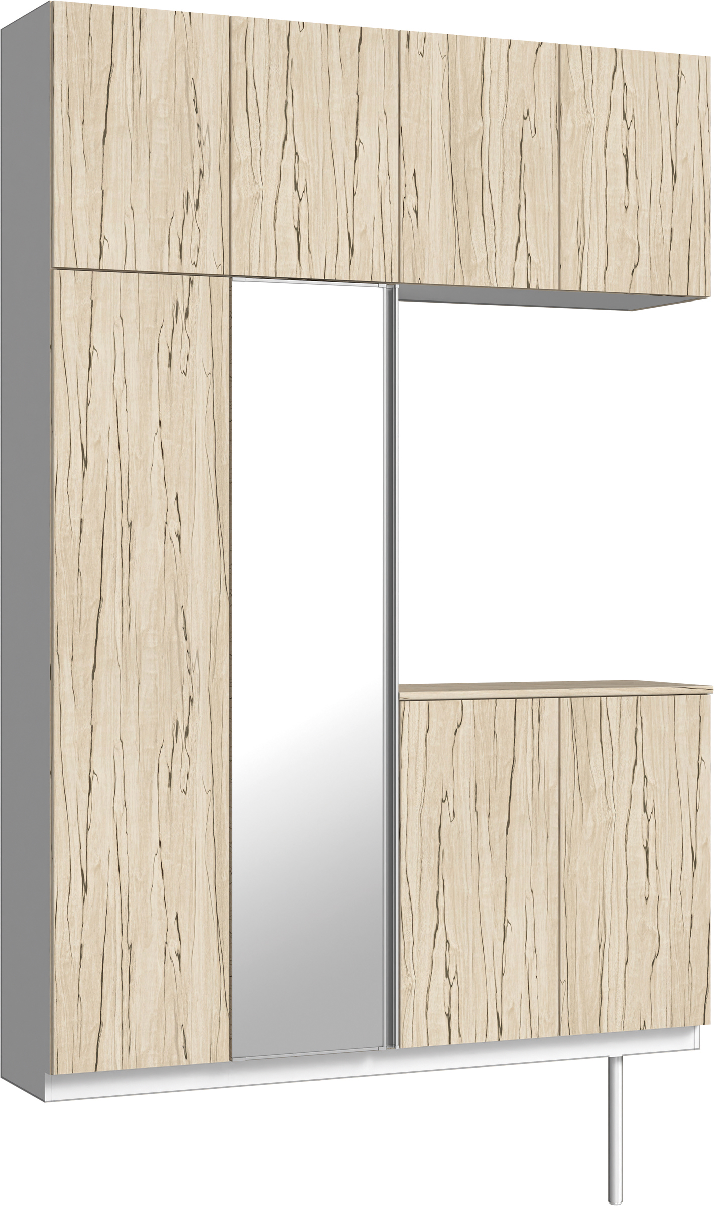 玄関収納　イエリア　開き戸ユニット　フラット　Ｓ４９　コの字ＰＬＡＮ　シューズ収納　ミラー扉　１６００幅　〈スロウベージュ柄〉　ハンドルレス