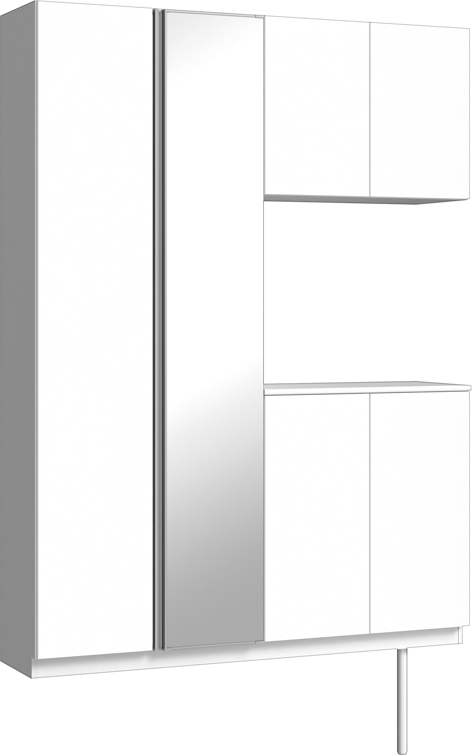 玄関収納　イエリア　開き戸ユニット　フラット縦木目　Ｓ８３　コの字ＰＬＡＮ　シューズ収納　ミラー扉　１４８０幅　〈パウダーホワイト柄〉　ハンドルレス