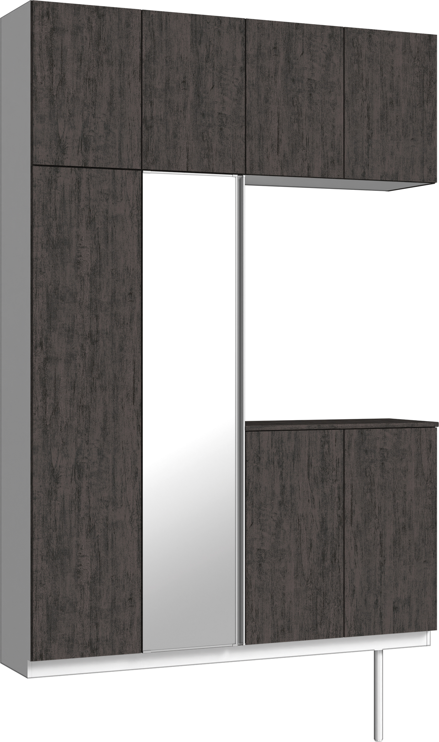 玄関収納　イエリア　開き戸ユニット　フラット　Ｓ４９　コの字ＰＬＡＮ　シューズ収納　ミラー扉　１６００幅　〈ドライブラック柄〉　ハンドルレス