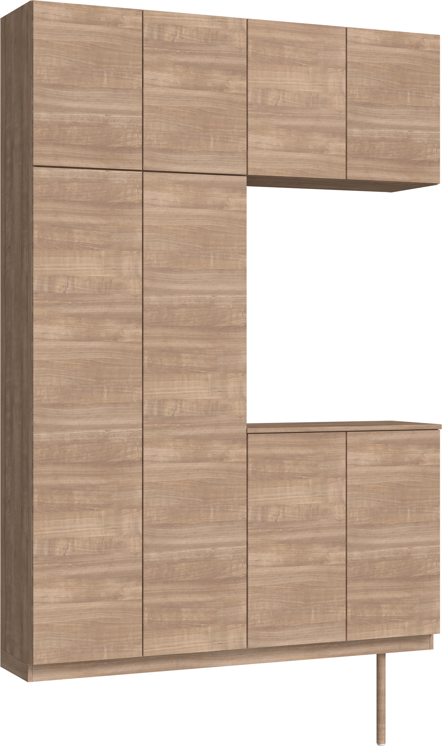 玄関収納　イエリア　開き戸ユニット　フラット横木目　Ｓ４２　コの字ＰＬＡＮ　シューズ収納　ウッド扉　１６００幅　〈トープグレー柄〉　ハンドルレス