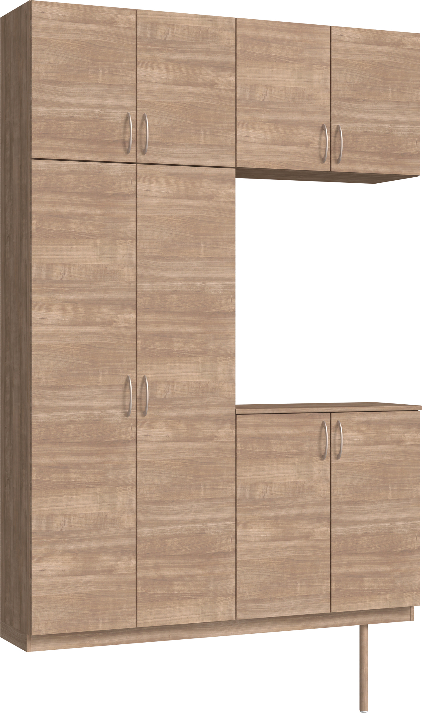 玄関収納　イエリア　開き戸ユニット　フラット横木目　Ｓ４２　コの字ＰＬＡＮ　シューズ収納　ウッド扉　１６００幅　〈トープグレー柄〉　ハンドルラウンド型〈Ｔシルバー色〉