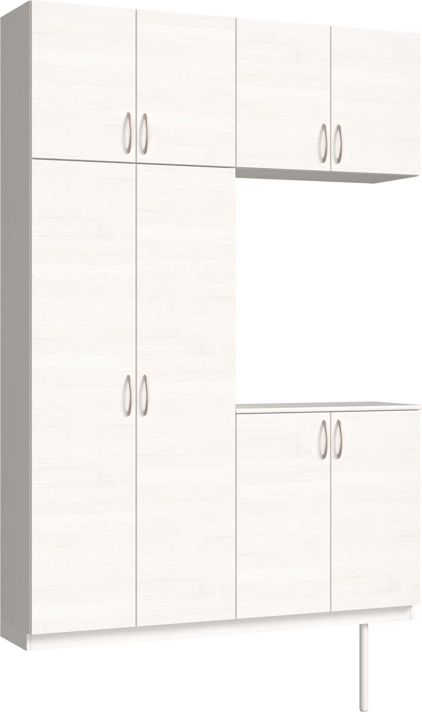 玄関収納　イエリア　開き戸ユニット　フラット横木目　Ｓ４２　コの字ＰＬＡＮ　シューズ収納　ウッド扉　１６００幅　〈ネオホワイト柄〉　ハンドルラウンド型〈Ｔシルバー色〉