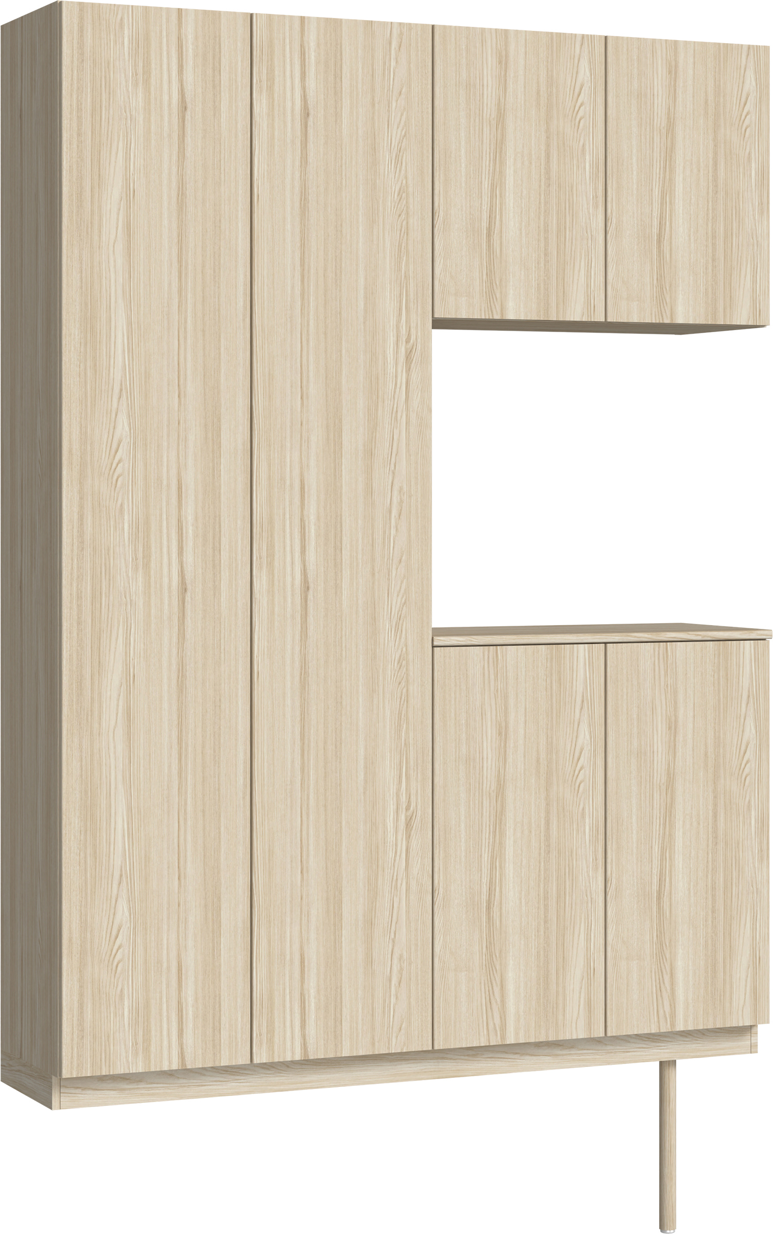 玄関収納　イエリア　開き戸ユニット　フラット縦木目　Ｓ８７　コの字ＰＬＡＮ　シューズ収納　ウッド扉　１４８０幅　〈ソフトグレージュ柄〉　ハンドルレス