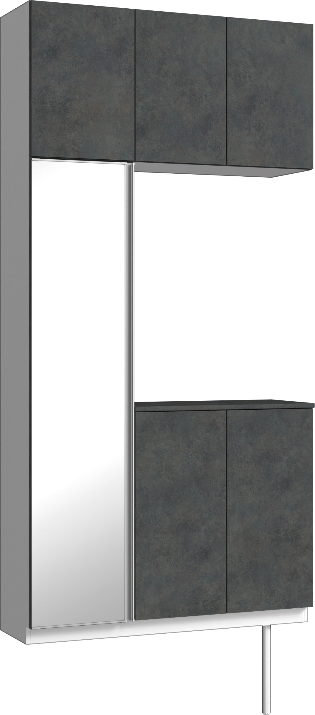 玄関収納　イエリア　開き戸ユニット　フラット　Ｓ７１　コの字ＰＬＡＮ　シューズ収納　ミラー扉　１１４０幅　〈アイアンブラック柄〉　ハンドルレス