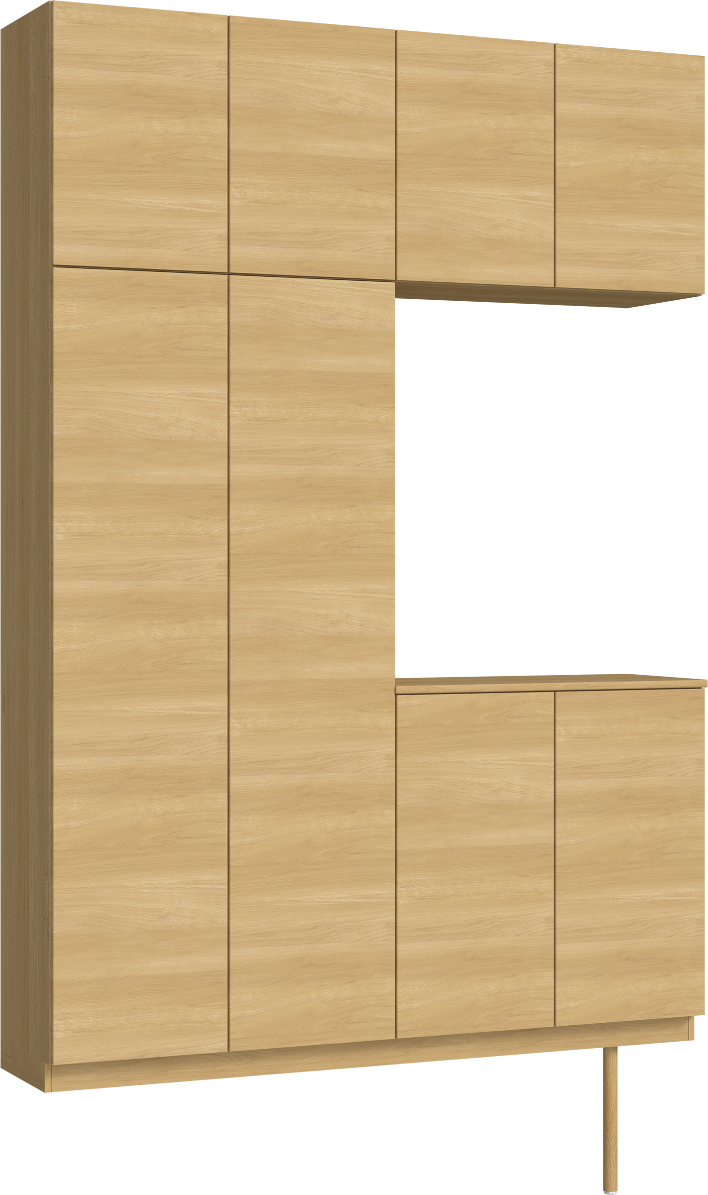 玄関収納　イエリア　開き戸ユニット　フラット横木目　Ｓ４２　コの字ＰＬＡＮ　シューズ収納　ウッド扉　１６００幅　〈ライトオーカー柄〉　ハンドルレス