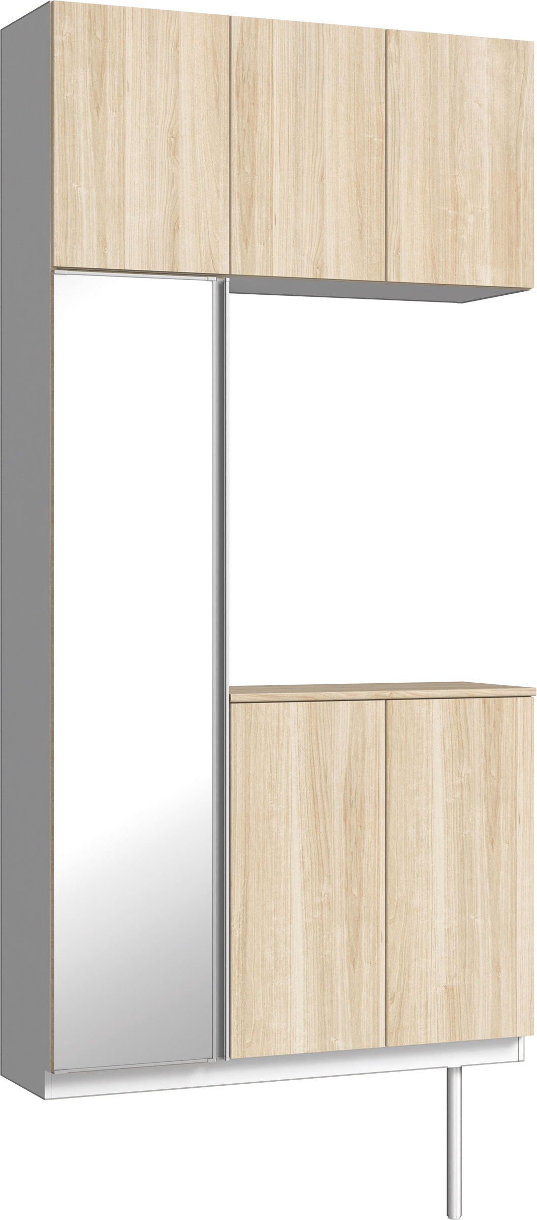 玄関収納　イエリア　開き戸ユニット　フラット　Ｓ７１　コの字ＰＬＡＮ　シューズ収納　ミラー扉　１１４０幅　〈コットンベージュ柄〉　ハンドルレス