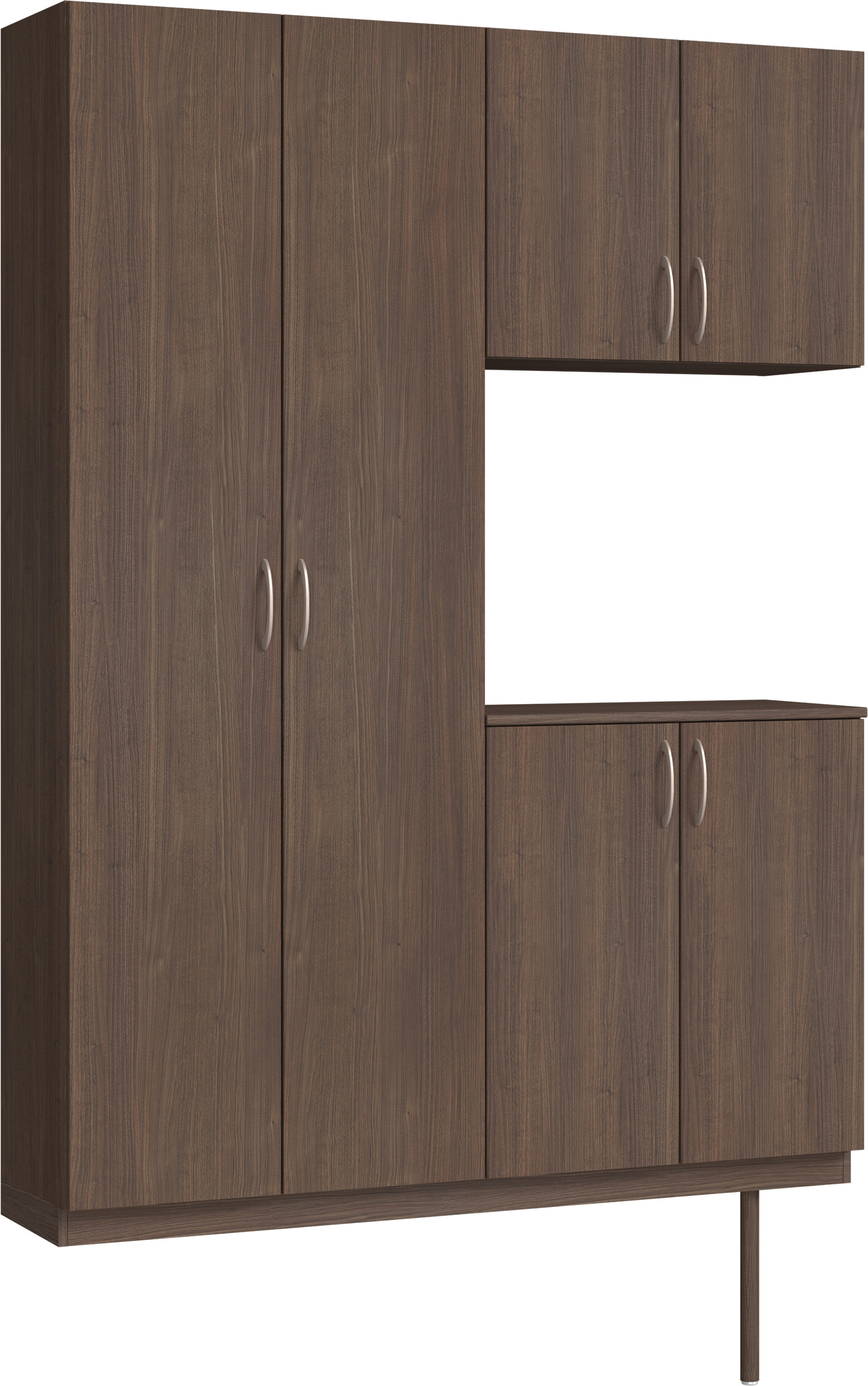 玄関収納　イエリア　開き戸ユニット　フラット縦木目　Ｓ８７　コの字ＰＬＡＮ　シューズ収納　ウッド扉　１４８０幅　〈ダルブラウン柄〉　ハンドルラウンド型〈Ｔシルバー色〉