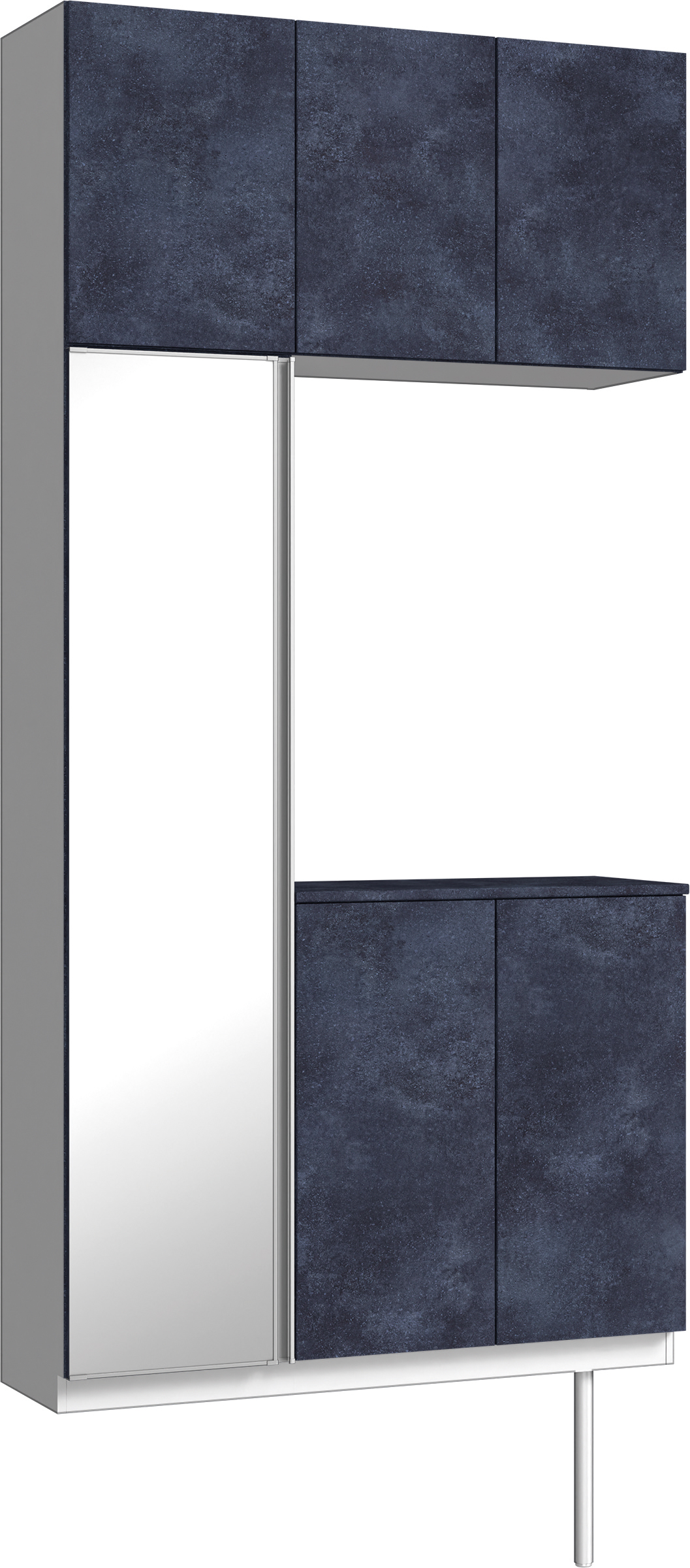 玄関収納　イエリア　開き戸ユニット　フラット　Ｓ７１　コの字ＰＬＡＮ　シューズ収納　ミラー扉　１１４０幅　〈コバルトブルー柄〉　ハンドルレス