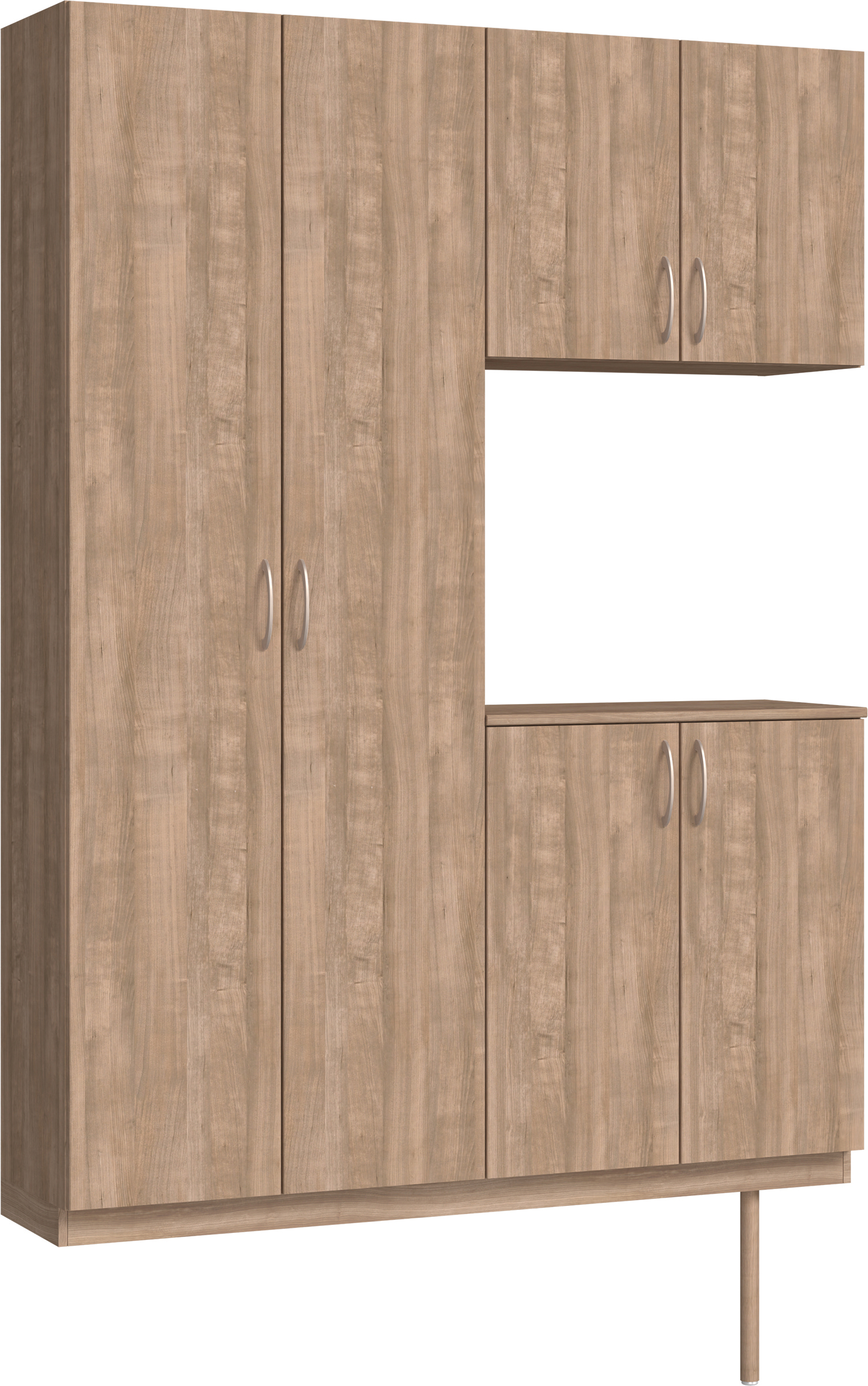 玄関収納　イエリア　開き戸ユニット　フラット縦木目　Ｓ８７　コの字ＰＬＡＮ　シューズ収納　ウッド扉　１４８０幅　〈トープグレー柄〉　ハンドルラウンド型〈Ｔシルバー色〉