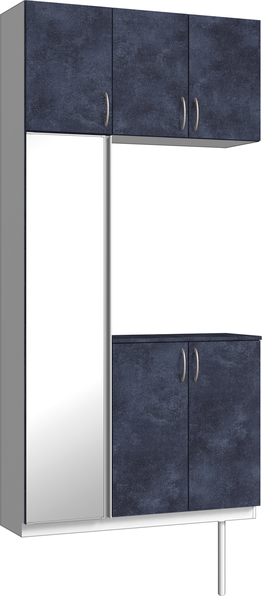 玄関収納　イエリア　開き戸ユニット　フラット　Ｓ７１　コの字ＰＬＡＮ　シューズ収納　ミラー扉　１１４０幅　〈コバルトブルー柄〉　ハンドルラウンド型〈Ｔシルバー色〉