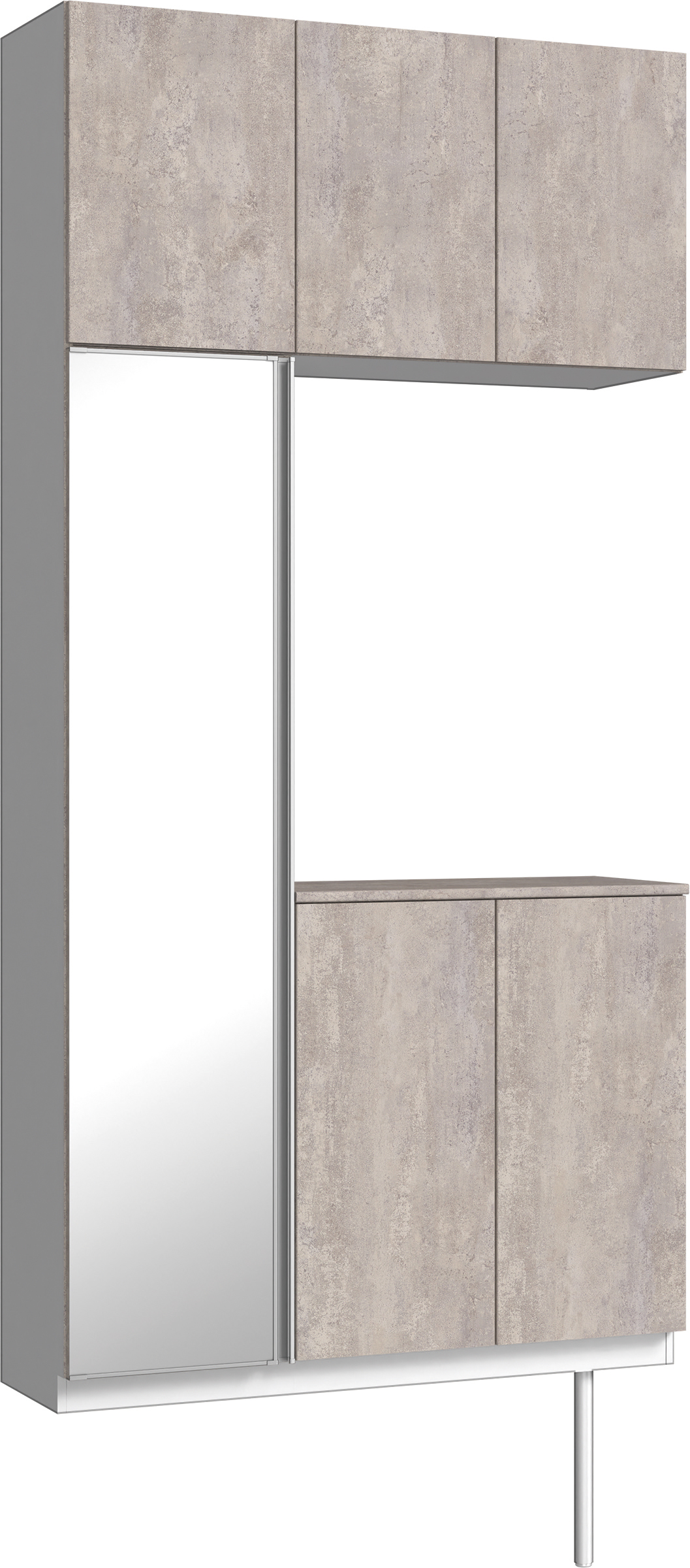 玄関収納　イエリア　開き戸ユニット　フラット　Ｓ７１　コの字ＰＬＡＮ　シューズ収納　ミラー扉　１１４０幅　〈コンクリートグレー柄〉　ハンドルレス