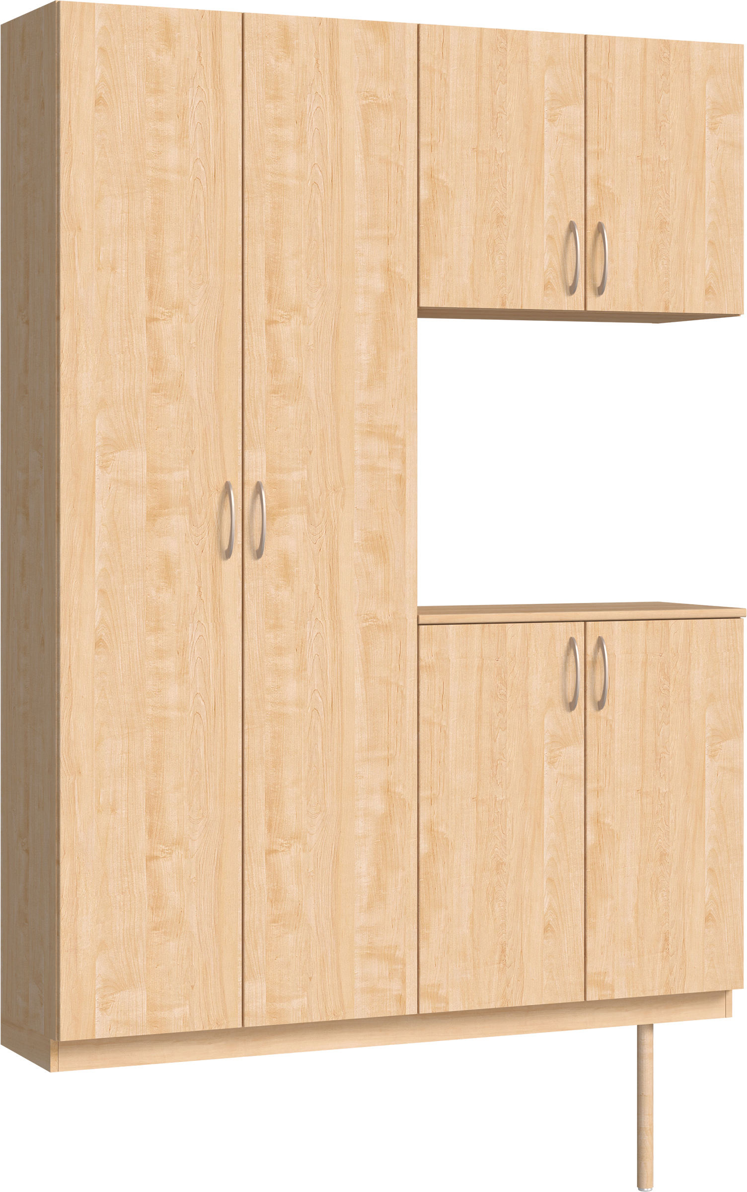 玄関収納　イエリア　開き戸ユニット　フラット縦木目　Ｓ８７　コの字ＰＬＡＮ　シューズ収納　ウッド扉　１４８０幅　〈ミルベージュ柄〉　ハンドルラウンド型〈Ｔシルバー色〉