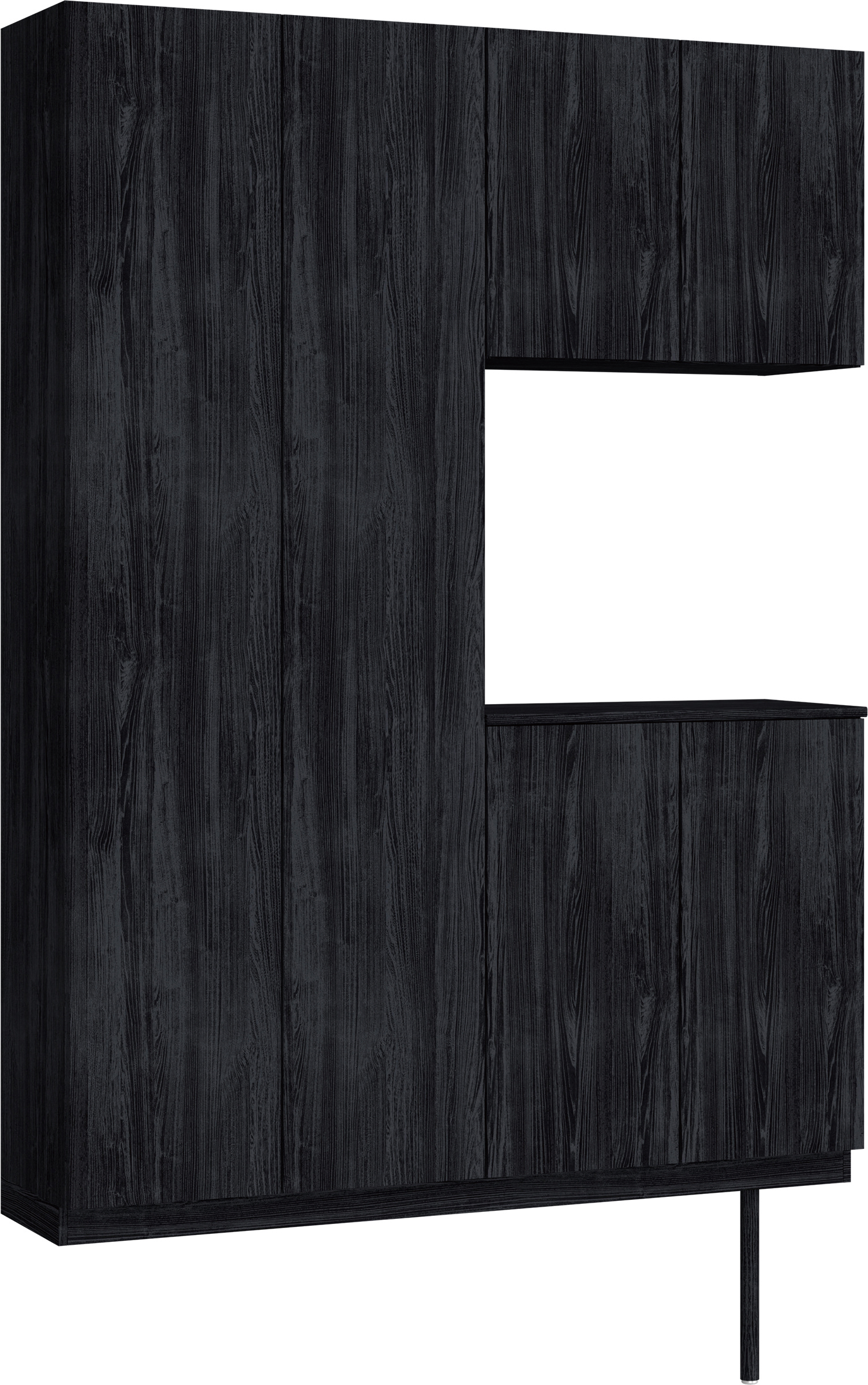 玄関収納　イエリア　開き戸ユニット　フラット縦木目　Ｓ８７　コの字ＰＬＡＮ　シューズ収納　ウッド扉　１４８０幅　〈モスブラック柄〉　ハンドルレス