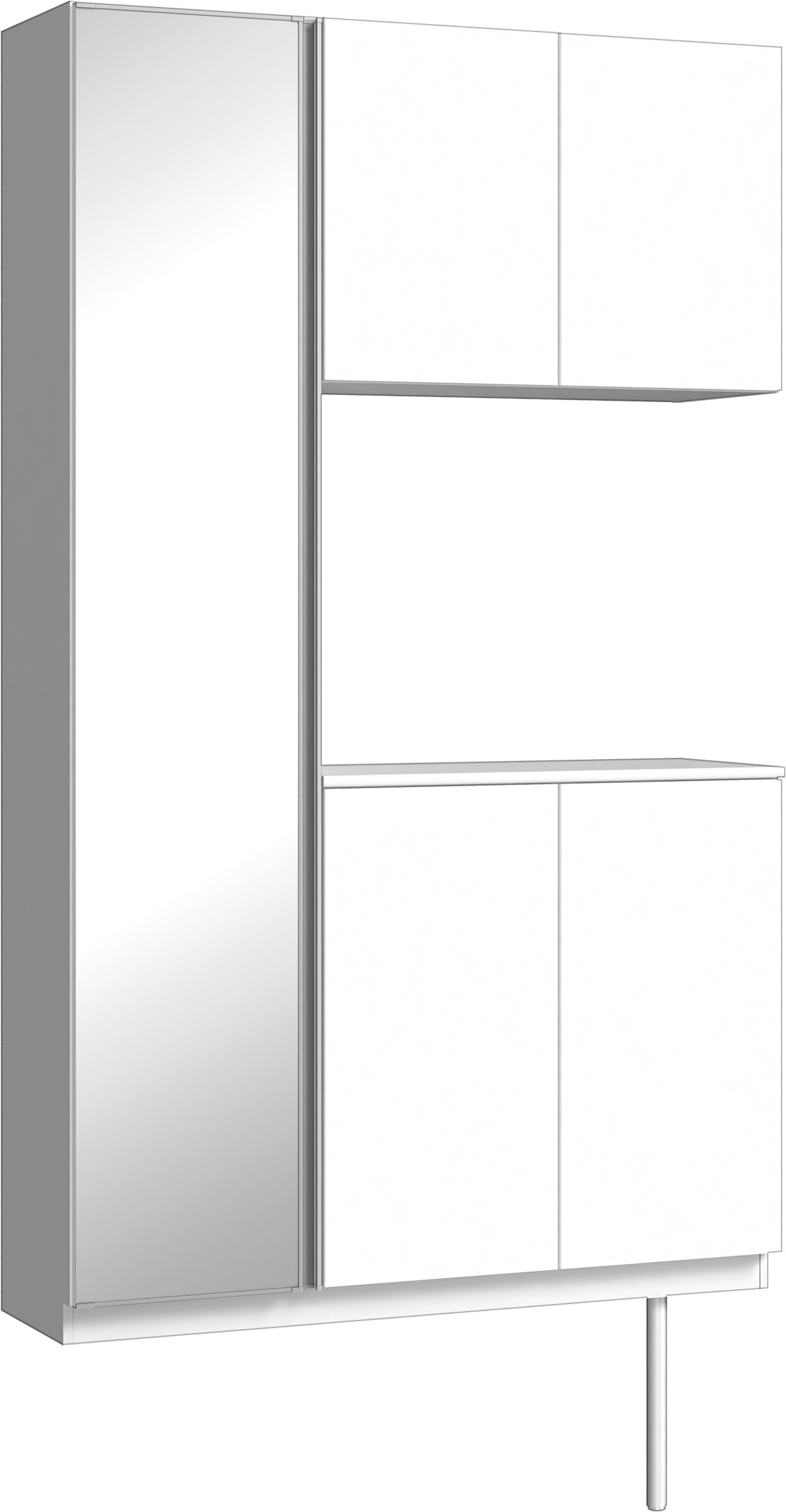 玄関収納　イエリア　開き戸ユニット　フラット縦木目　Ｓ９３　コの字ＰＬＡＮ　シューズ収納　ミラー扉　１２００幅　〈パウダーホワイト柄〉　ハンドルレス