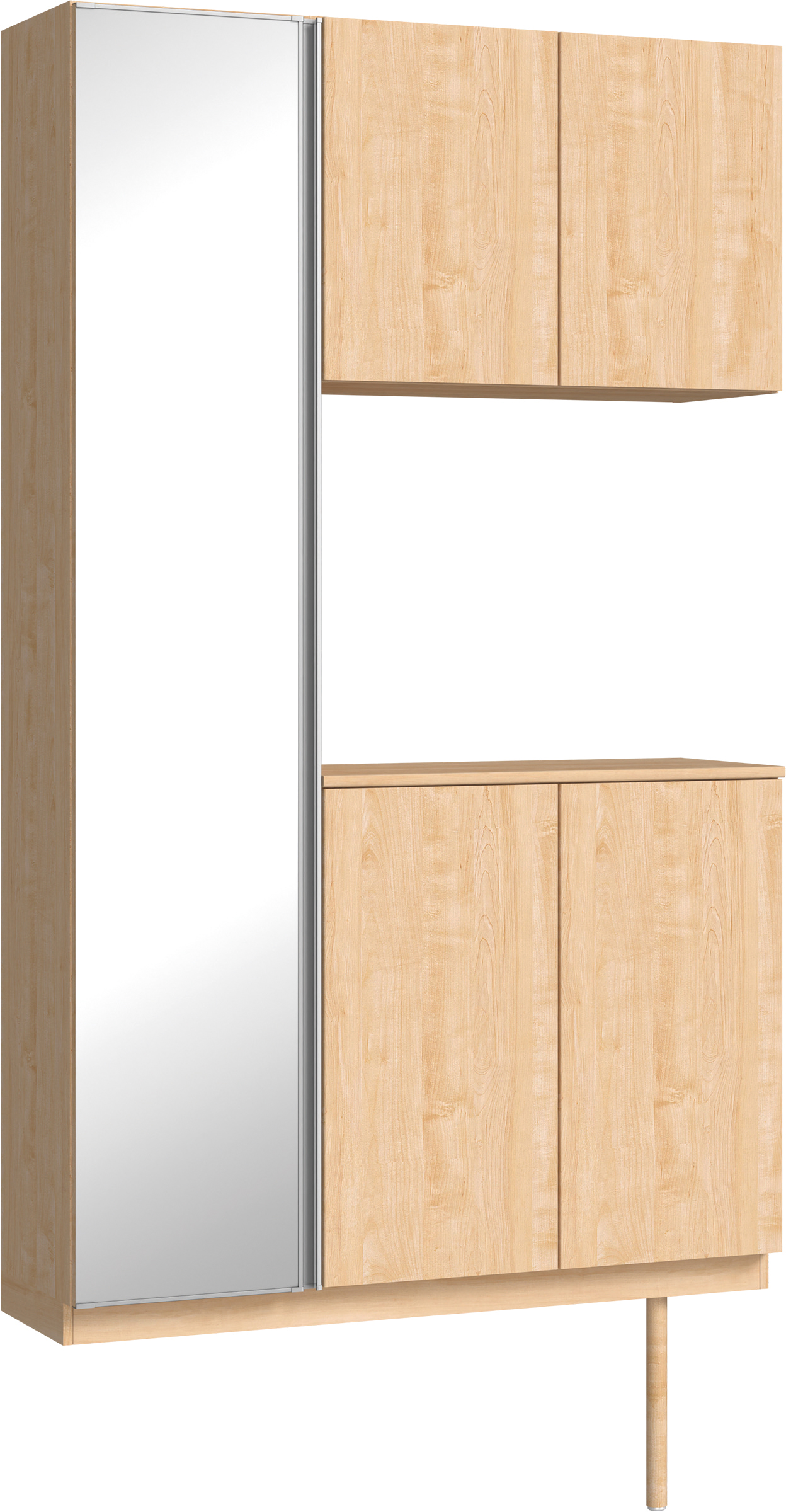 玄関収納　イエリア　開き戸ユニット　フラット縦木目　Ｓ９３　コの字ＰＬＡＮ　シューズ収納　ミラー扉　１２００幅　〈ミルベージュ柄〉　ハンドルレス