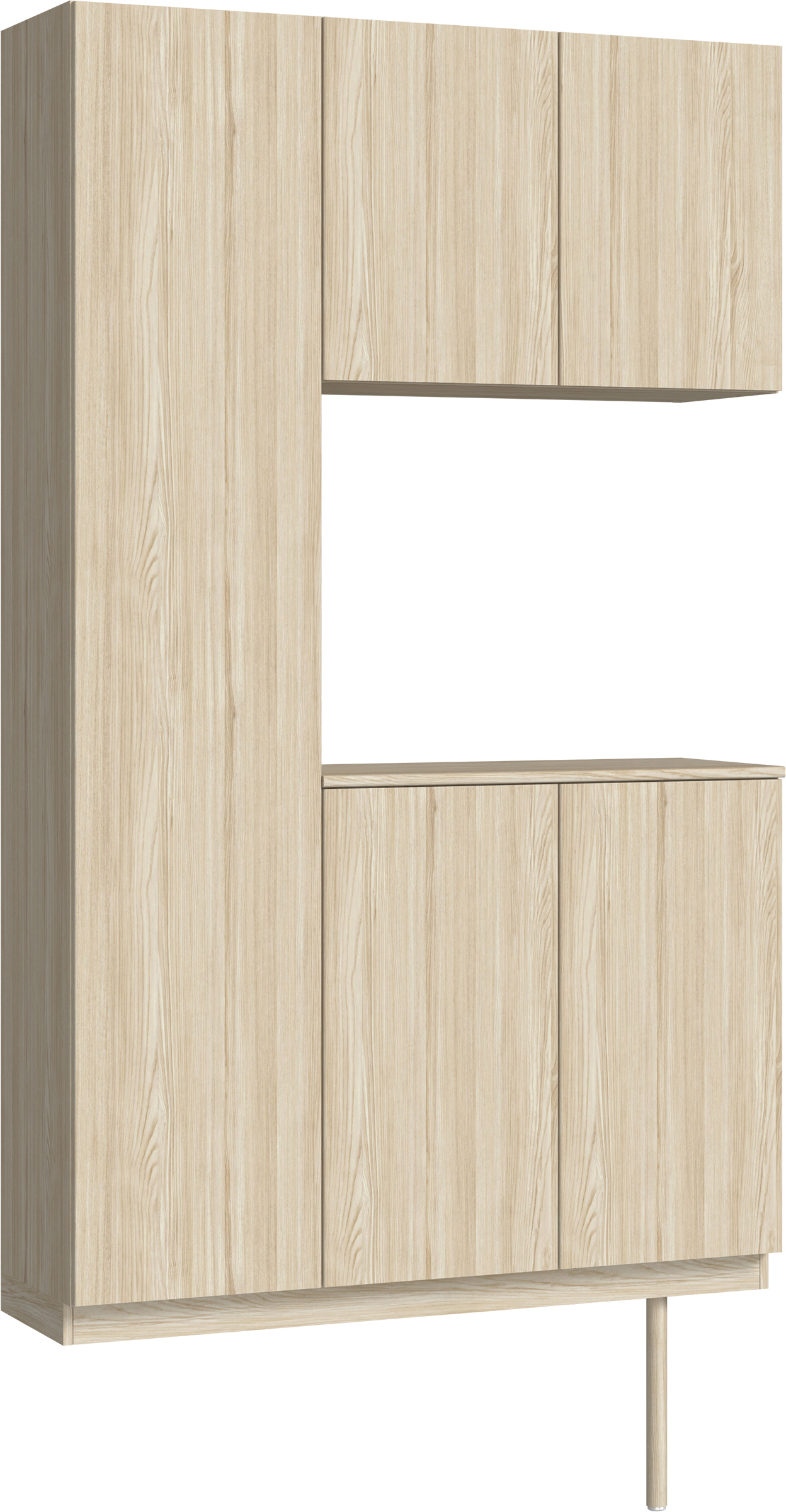 玄関収納　イエリア　開き戸ユニット　フラット縦木目　Ｓ９９　コの字ＰＬＡＮ　シューズ収納　ウッド扉　１２００幅　〈ソフトグレージュ柄〉　ハンドルレス