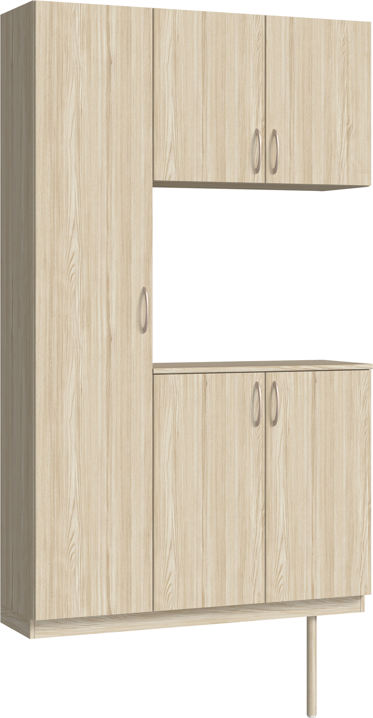 玄関収納　イエリア　開き戸ユニット　フラット縦木目　Ｓ９９　コの字ＰＬＡＮ　シューズ収納　ウッド扉　１２００幅　〈ソフトグレージュ柄〉　ハンドルラウンド型〈Ｔシルバー色〉