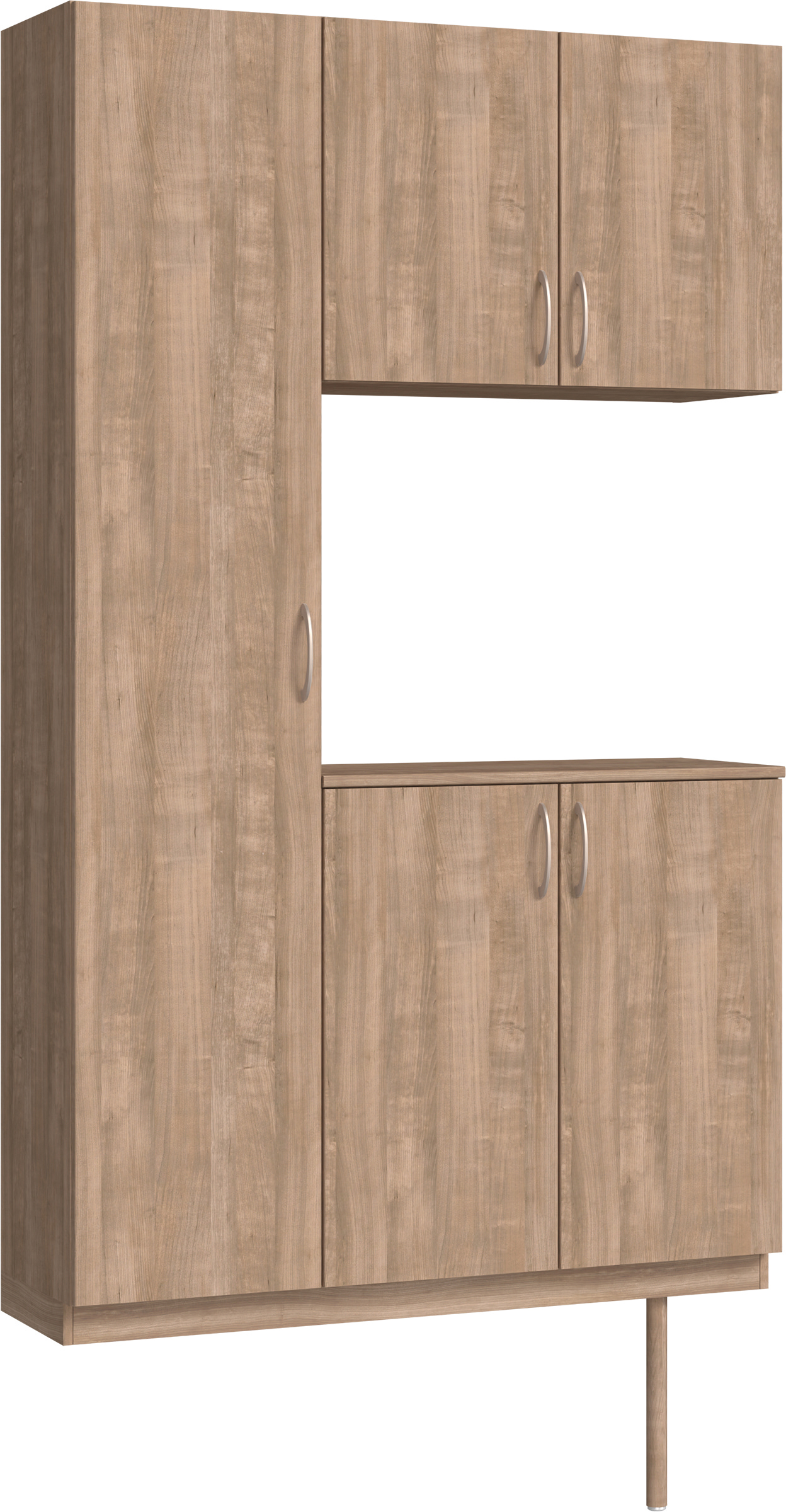 玄関収納　イエリア　開き戸ユニット　フラット縦木目　Ｓ９９　コの字ＰＬＡＮ　シューズ収納　ウッド扉　１２００幅　〈トープグレー柄〉　ハンドルラウンド型〈Ｔシルバー色〉