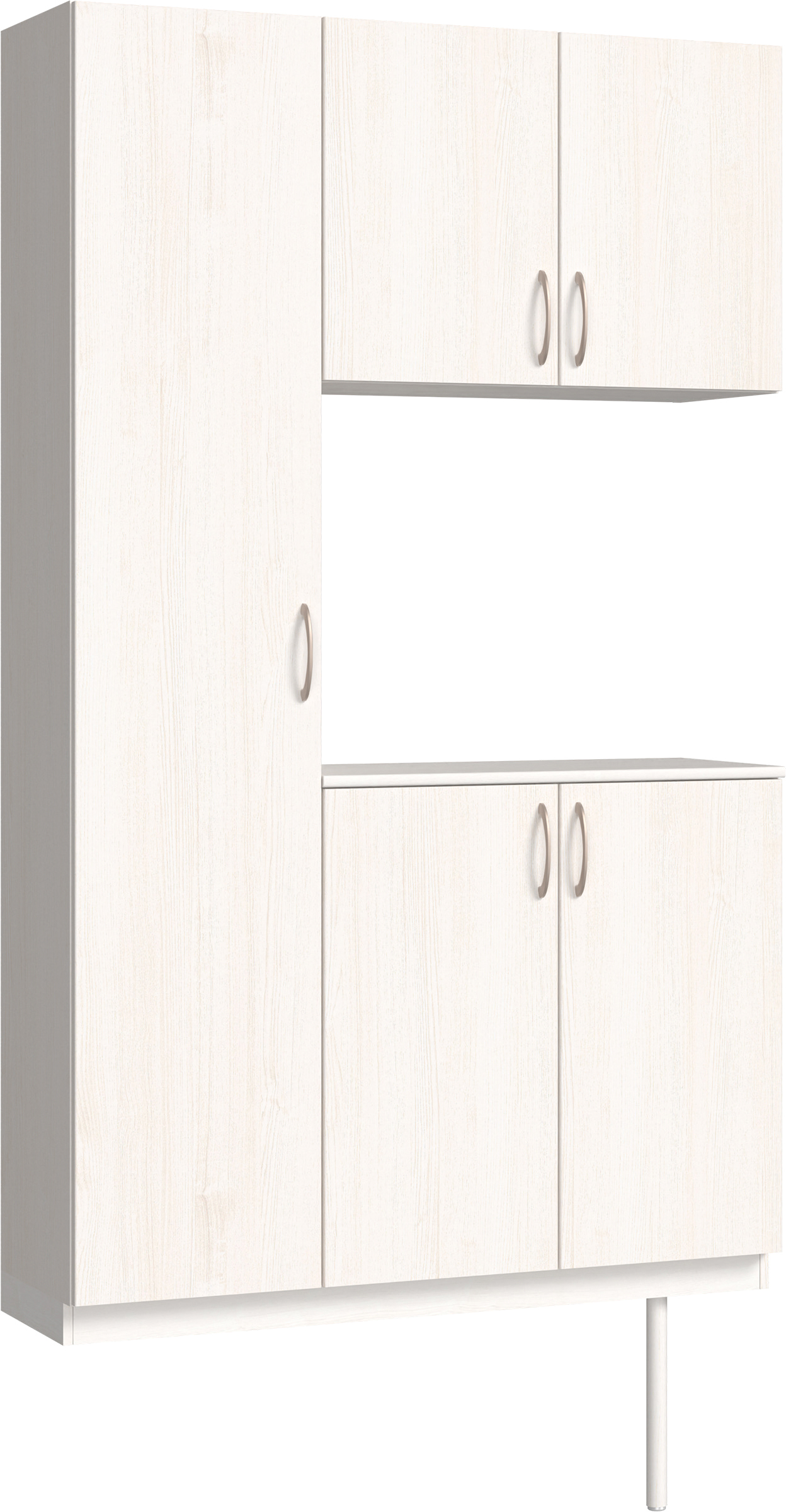 玄関収納　イエリア　開き戸ユニット　フラット縦木目　Ｓ９９　コの字ＰＬＡＮ　シューズ収納　ウッド扉　１２００幅　〈ネオホワイト柄〉　ハンドルラウンド型〈Ｔシルバー色〉