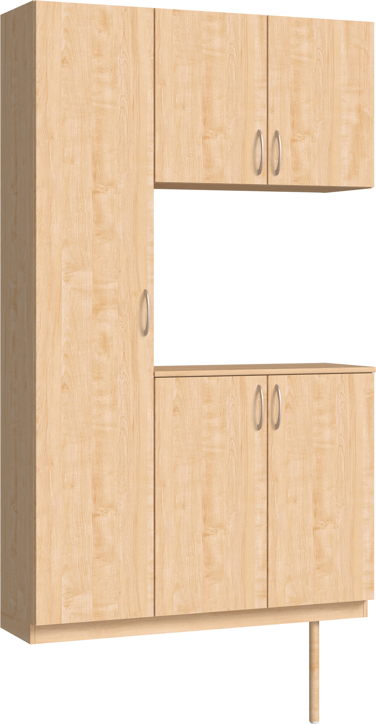 玄関収納　イエリア　開き戸ユニット　フラット縦木目　Ｓ９９　コの字ＰＬＡＮ　シューズ収納　ウッド扉　１２００幅　〈ミルベージュ柄〉　ハンドルラウンド型〈Ｔシルバー色〉