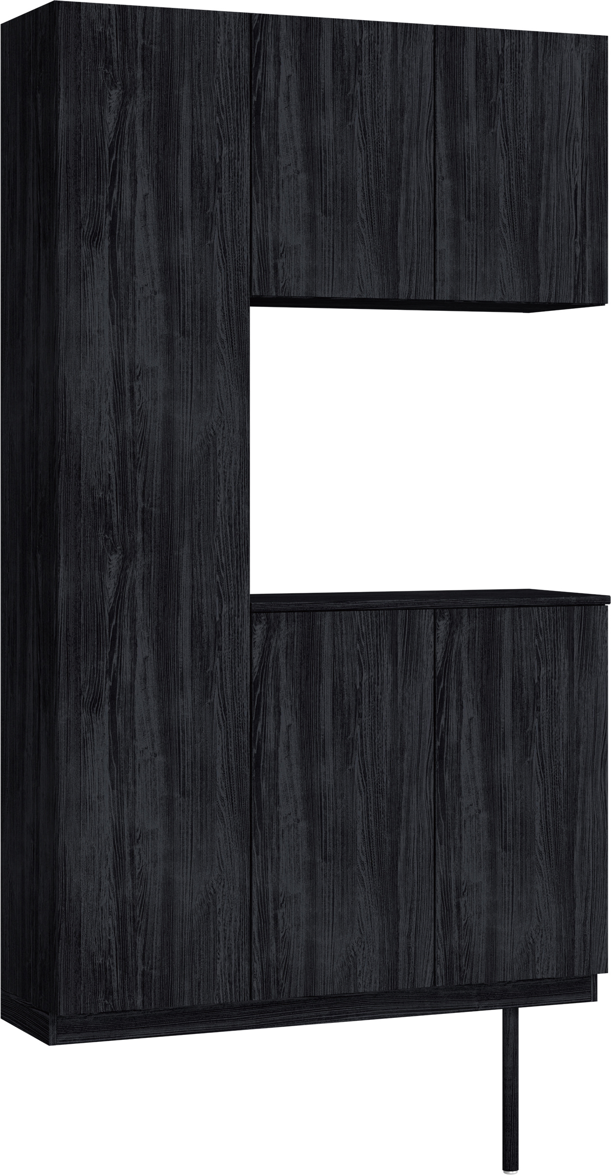 玄関収納　イエリア　開き戸ユニット　フラット縦木目　Ｓ９９　コの字ＰＬＡＮ　シューズ収納　ウッド扉　１２００幅　〈モスブラック柄〉　ハンドルレス