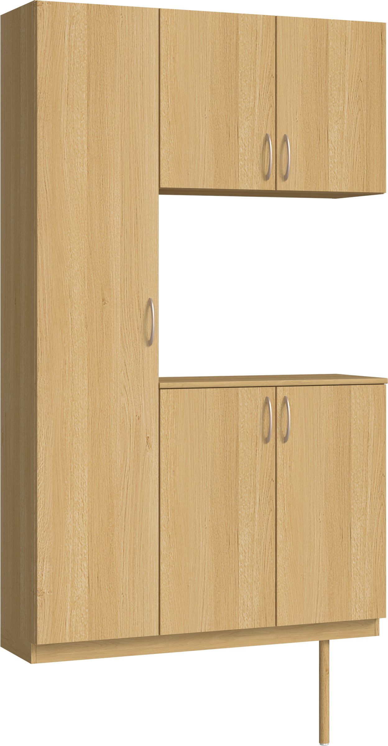 玄関収納　イエリア　開き戸ユニット　フラット縦木目　Ｓ９９　コの字ＰＬＡＮ　シューズ収納　ウッド扉　１２００幅　〈ライトオーカー柄〉　ハンドルラウンド型〈Ｔシルバー色〉