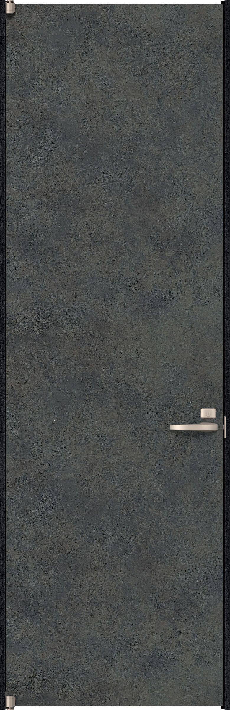 リビングドア　イエリア　二方枠ドア　扉セット　００デザイン　７５５幅　２４００高　〈アイアンブラック柄〉　左開き　錠付　間仕切錠　ピボット丁番