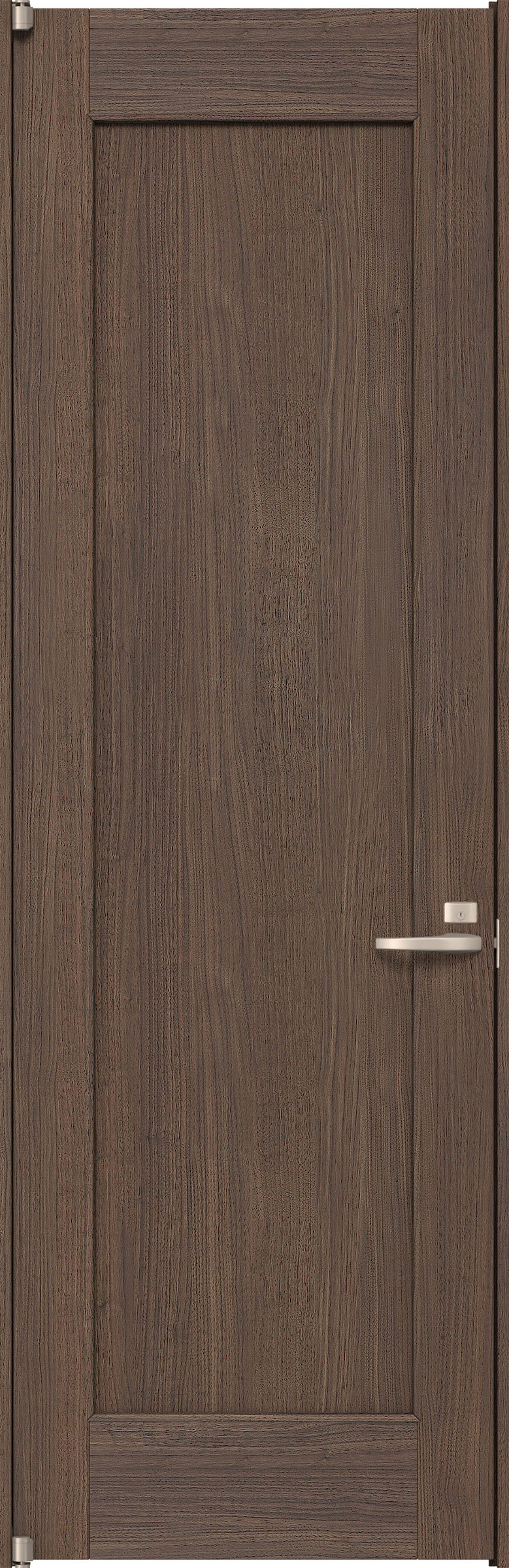 リビングドア　イエリア　二方枠ドア　扉セット　０１デザイン　８２５幅　２４００高　〈ダルブラウン柄〉　左開き　錠付　間仕切錠　ピボット丁番