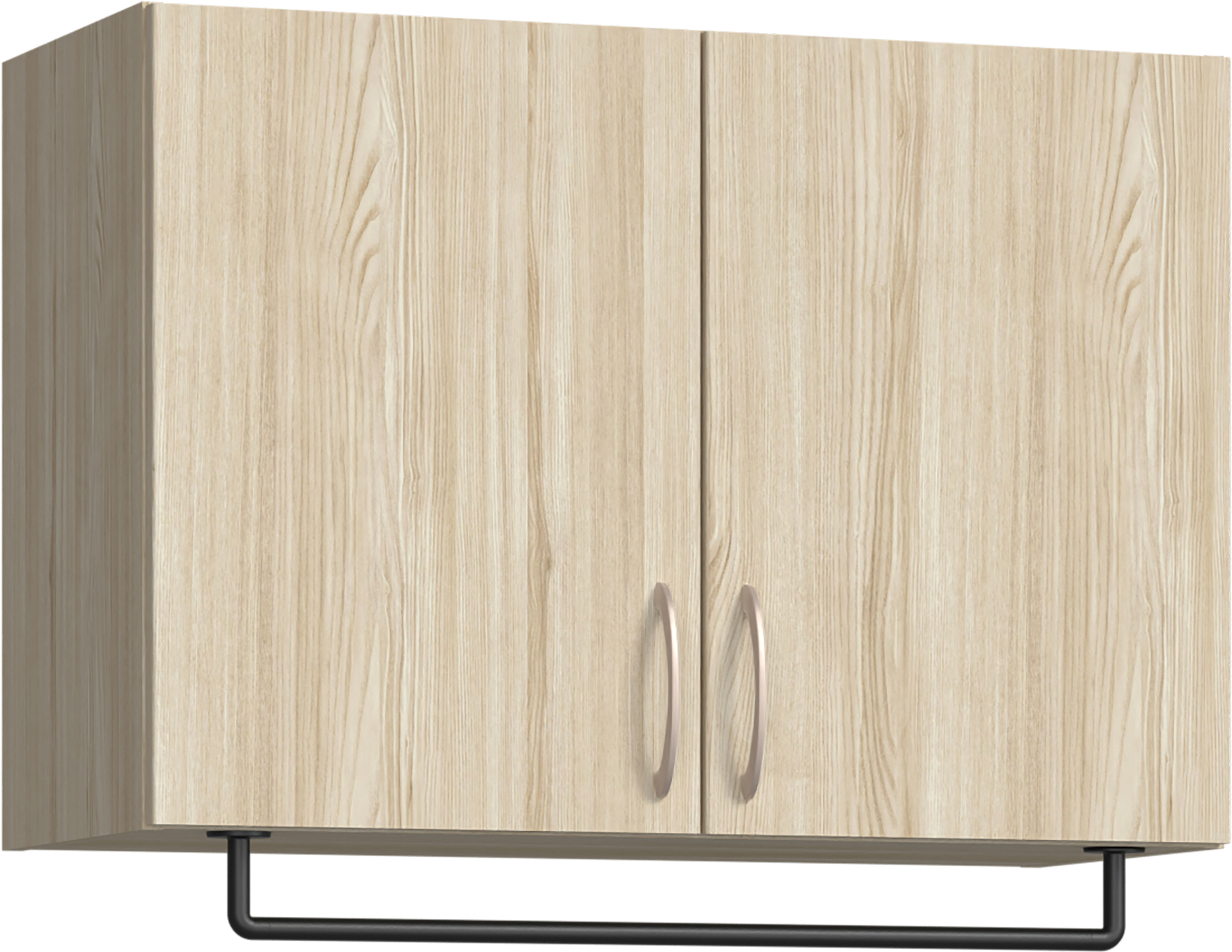 玄関収納　イエリア　開き戸ユニット　フラット縦木目　Ｓ５０　一の字ＰＬＡＮ　天袋Ｈ５７０＋パイプハンガー　ウッド扉　８００幅　〈ソフトグレージュ柄〉　ハンドルラウンド型〈Ｔシルバー色〉