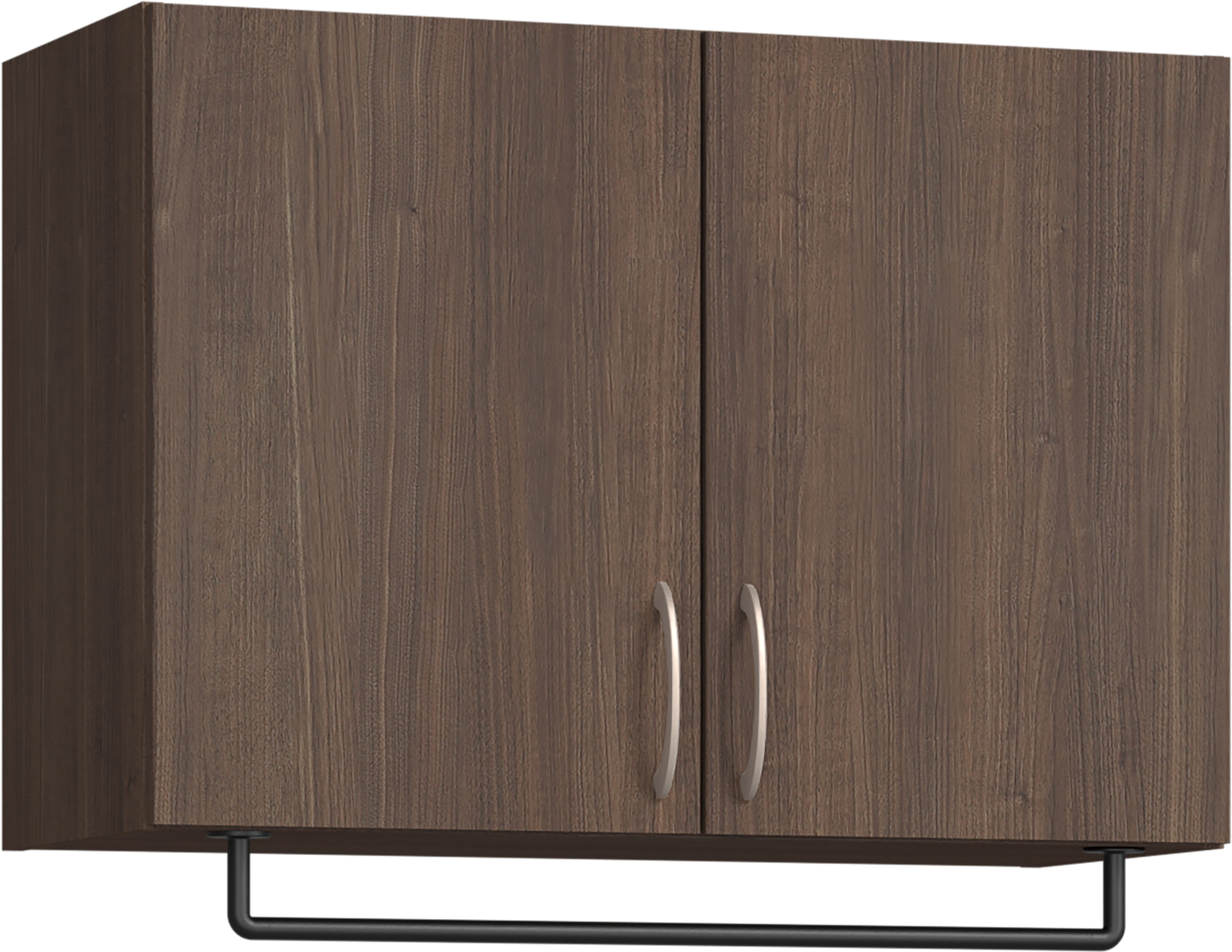 玄関収納　イエリア　開き戸ユニット　フラット縦木目　Ｓ５０　一の字ＰＬＡＮ　天袋Ｈ５７０＋パイプハンガー　ウッド扉　８００幅　〈ダルブラウン柄〉　ハンドルラウンド型〈Ｔシルバー色〉