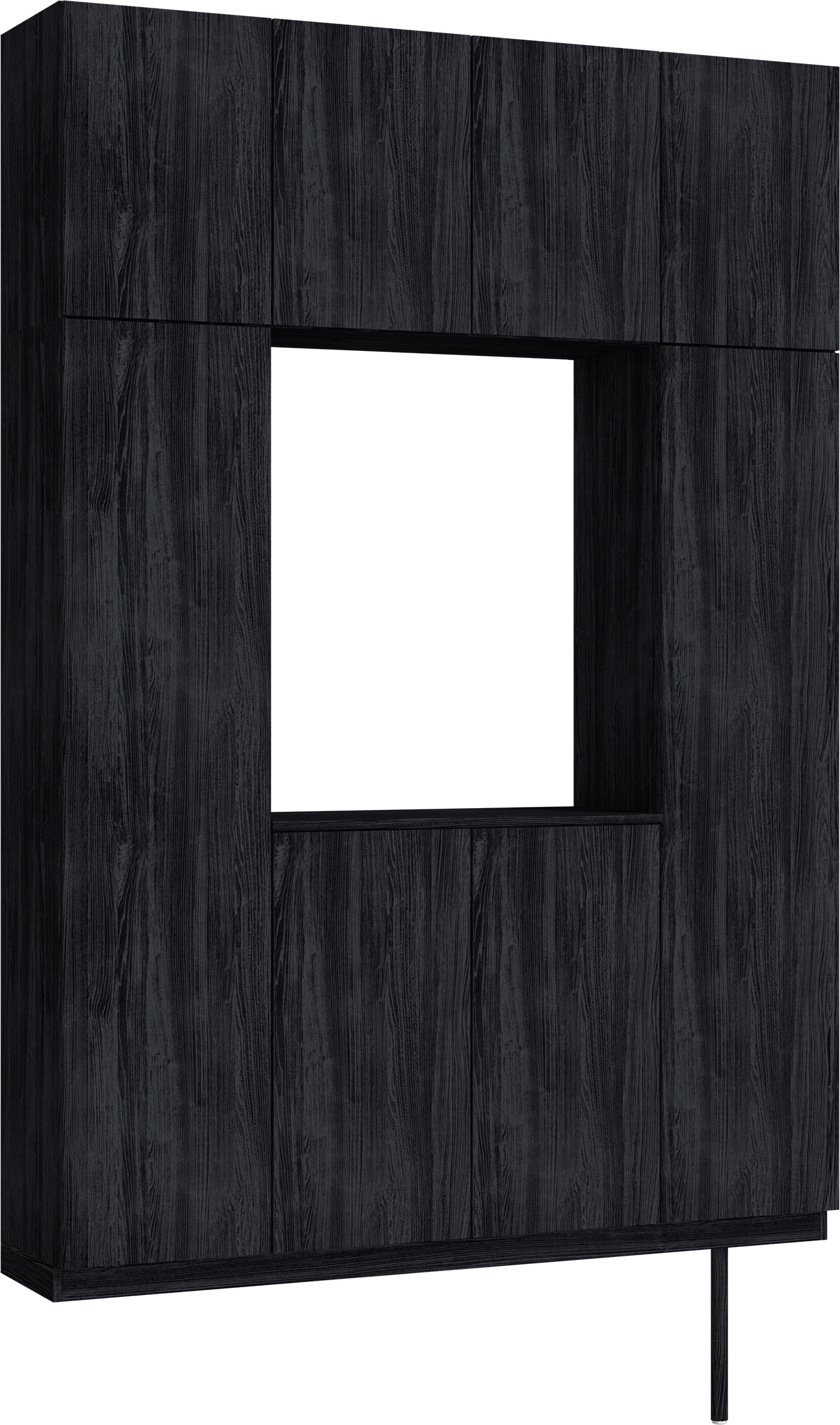 玄関収納　イエリア　開き戸ユニット　フラット縦木目　Ｓ１５　ロの字ＰＬＡＮ　シューズ収納　ウッド扉　１６００幅　　〈モスブラック柄〉　ハンドルレス