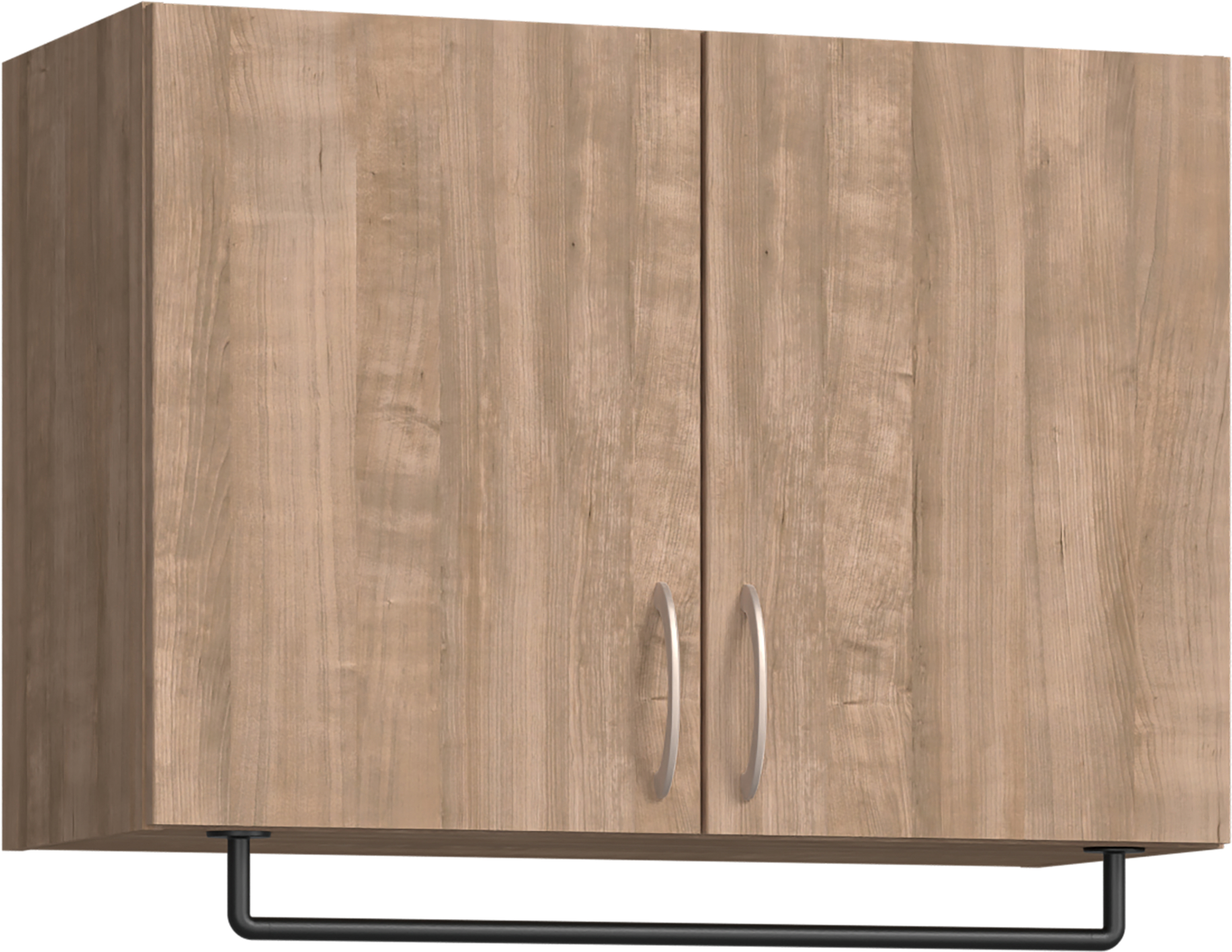 玄関収納　イエリア　開き戸ユニット　フラット縦木目　Ｓ５０　一の字ＰＬＡＮ　天袋Ｈ５７０＋パイプハンガー　ウッド扉　８００幅　〈トープグレー柄〉　ハンドルラウンド型〈Ｔシルバー色〉