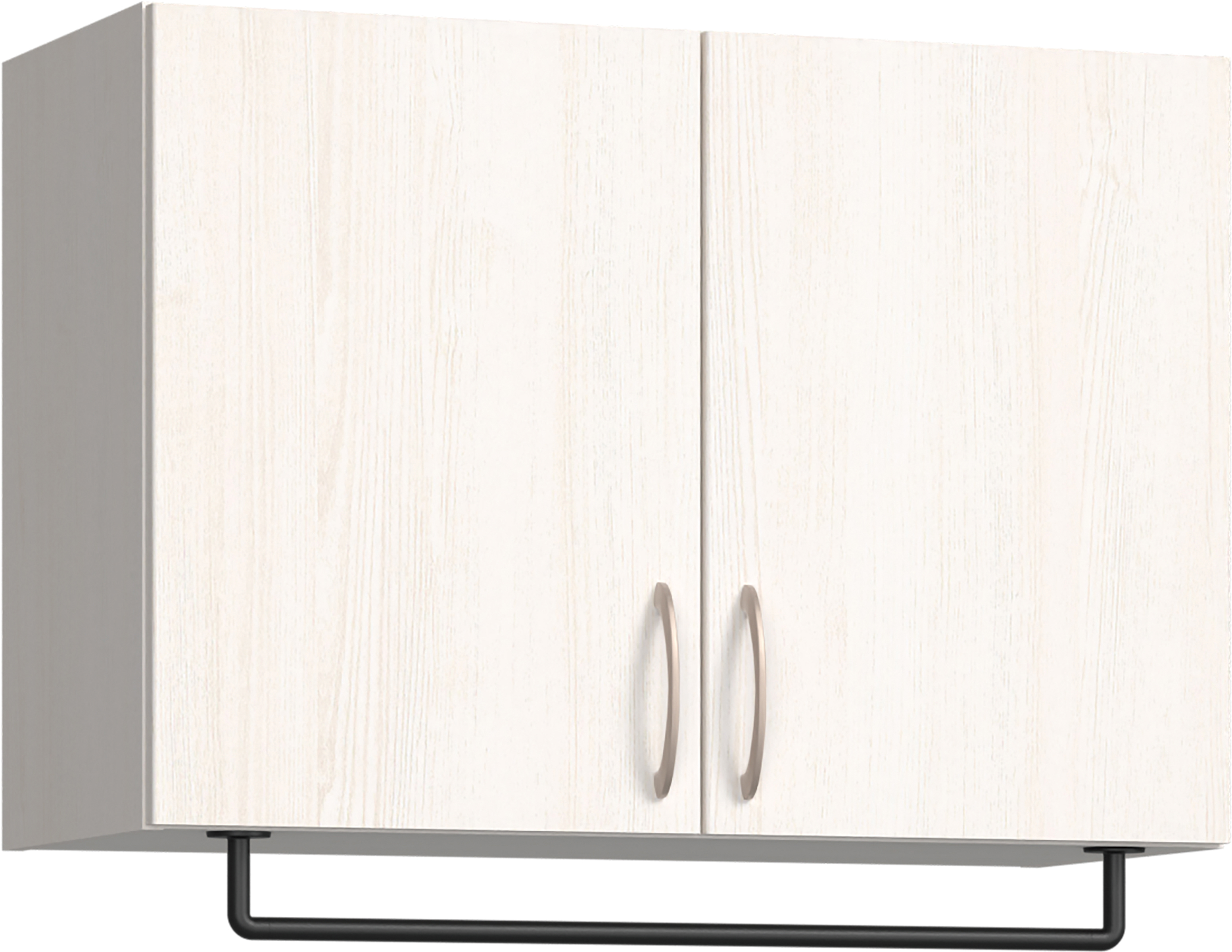 玄関収納　イエリア　開き戸ユニット　フラット縦木目　Ｓ５０　一の字ＰＬＡＮ　天袋Ｈ５７０＋パイプハンガー　ウッド扉　８００幅　〈ネオホワイト柄〉　ハンドルラウンド型〈Ｔシルバー色〉