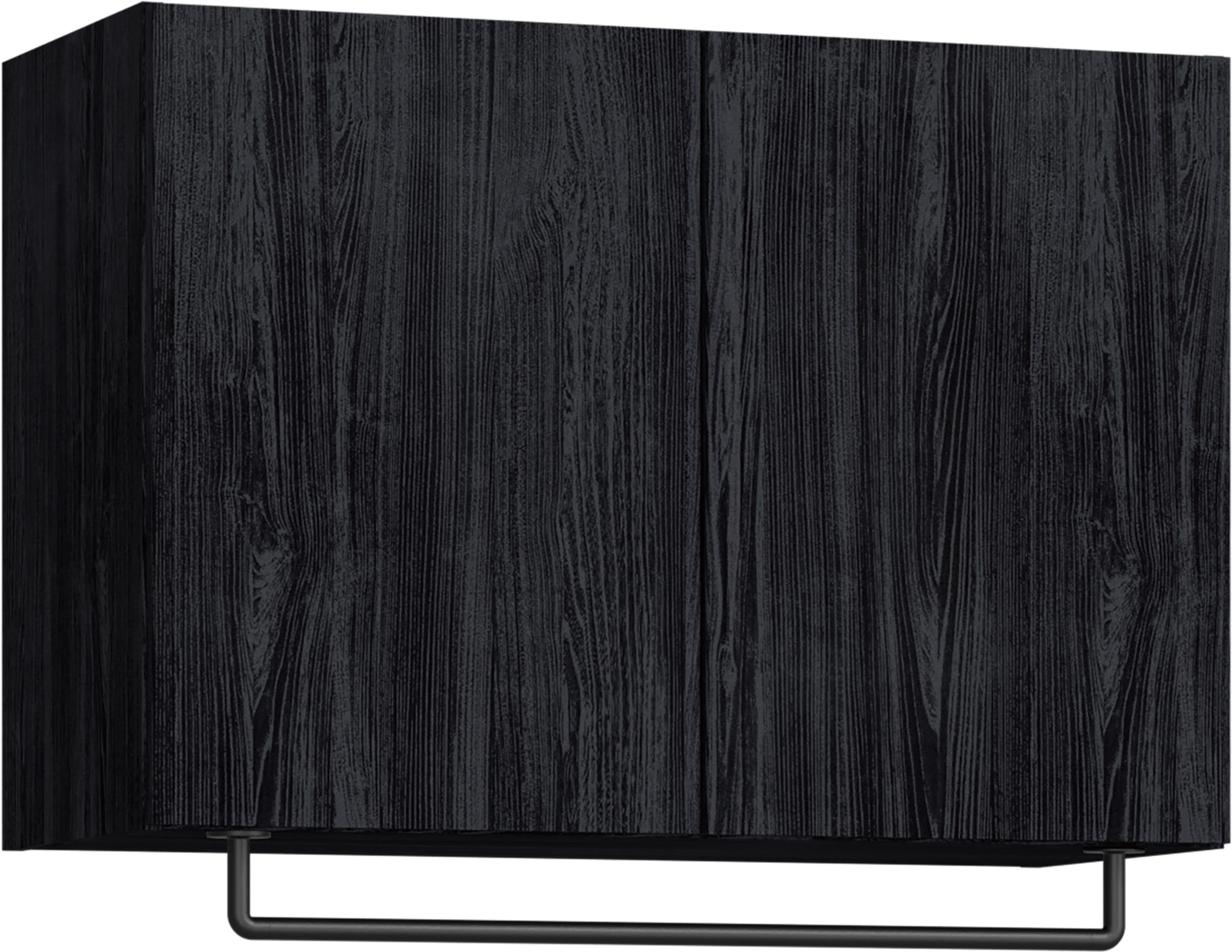 玄関収納　イエリア　開き戸ユニット　フラット縦木目　Ｓ５０　一の字ＰＬＡＮ　天袋Ｈ５７０＋パイプハンガー　ウッド扉　８００幅　〈モスブラック柄〉　ハンドルレス