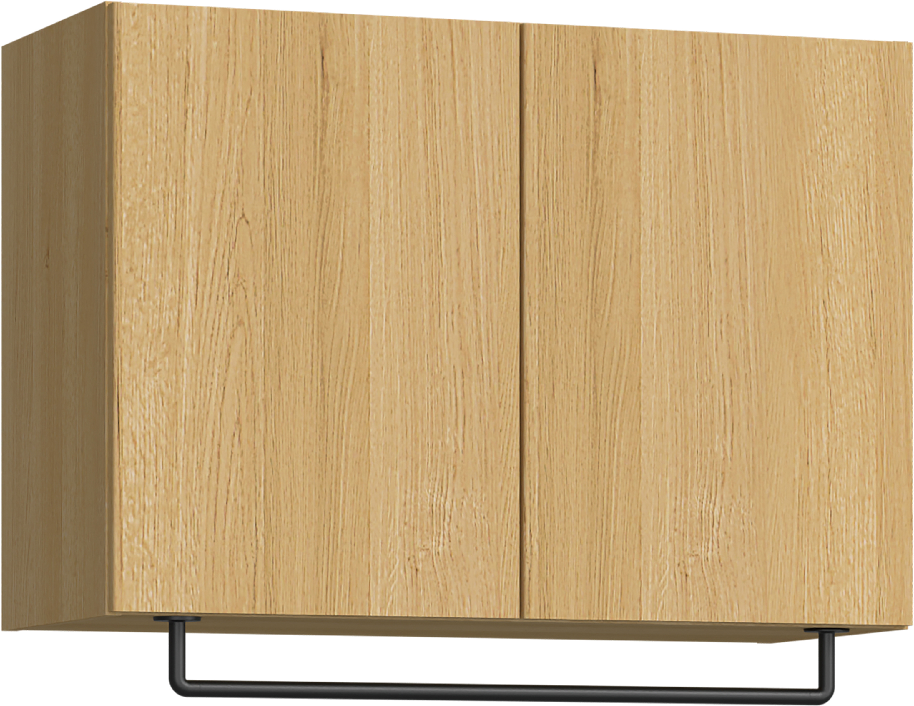 玄関収納　イエリア　開き戸ユニット　フラット縦木目　Ｓ５０　一の字ＰＬＡＮ　天袋Ｈ５７０＋パイプハンガー　ウッド扉　８００幅　〈ライトオーカー柄〉　ハンドルレス